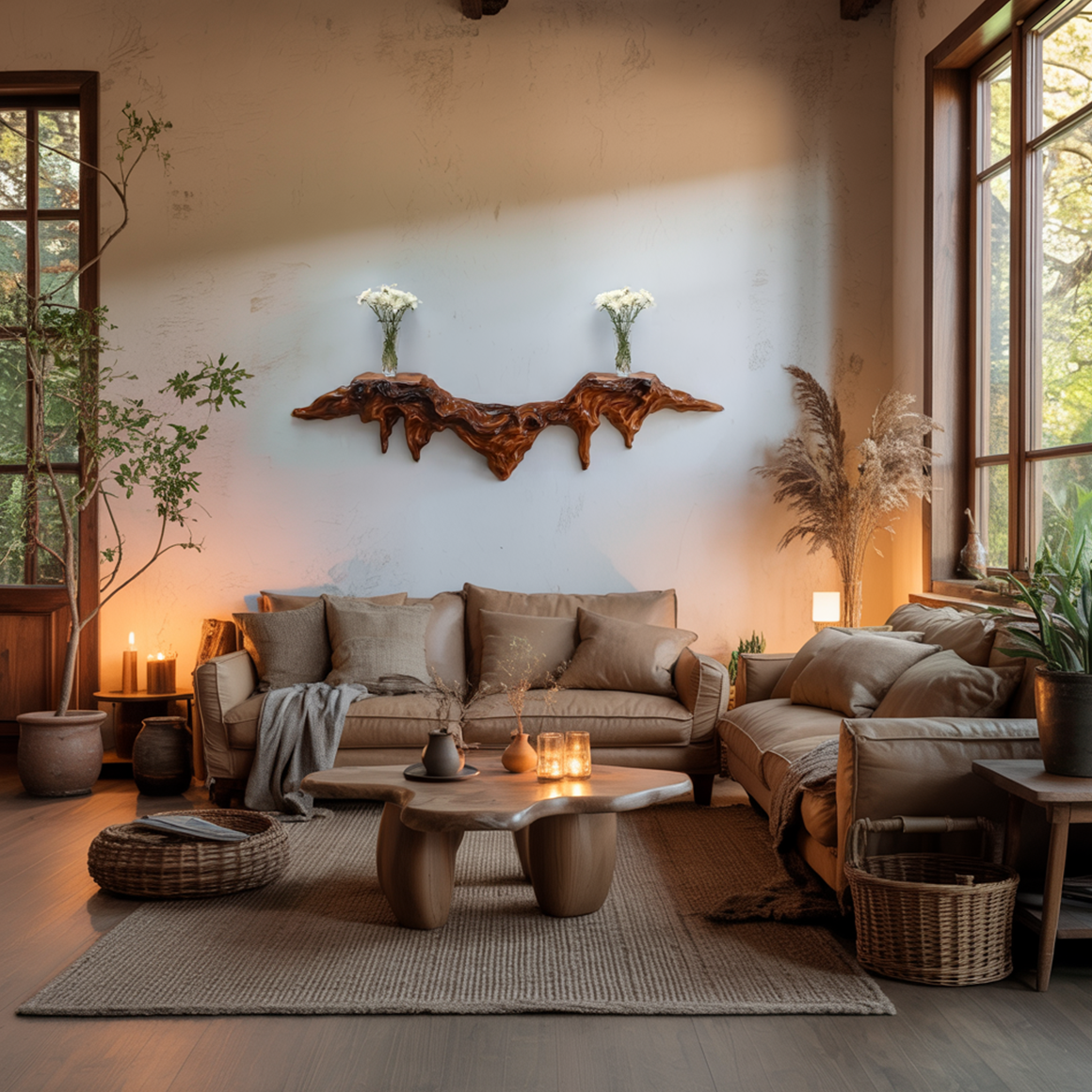 Organic Decorative Wall Shelf For Living Room And Interior Decor SINLSAFL328