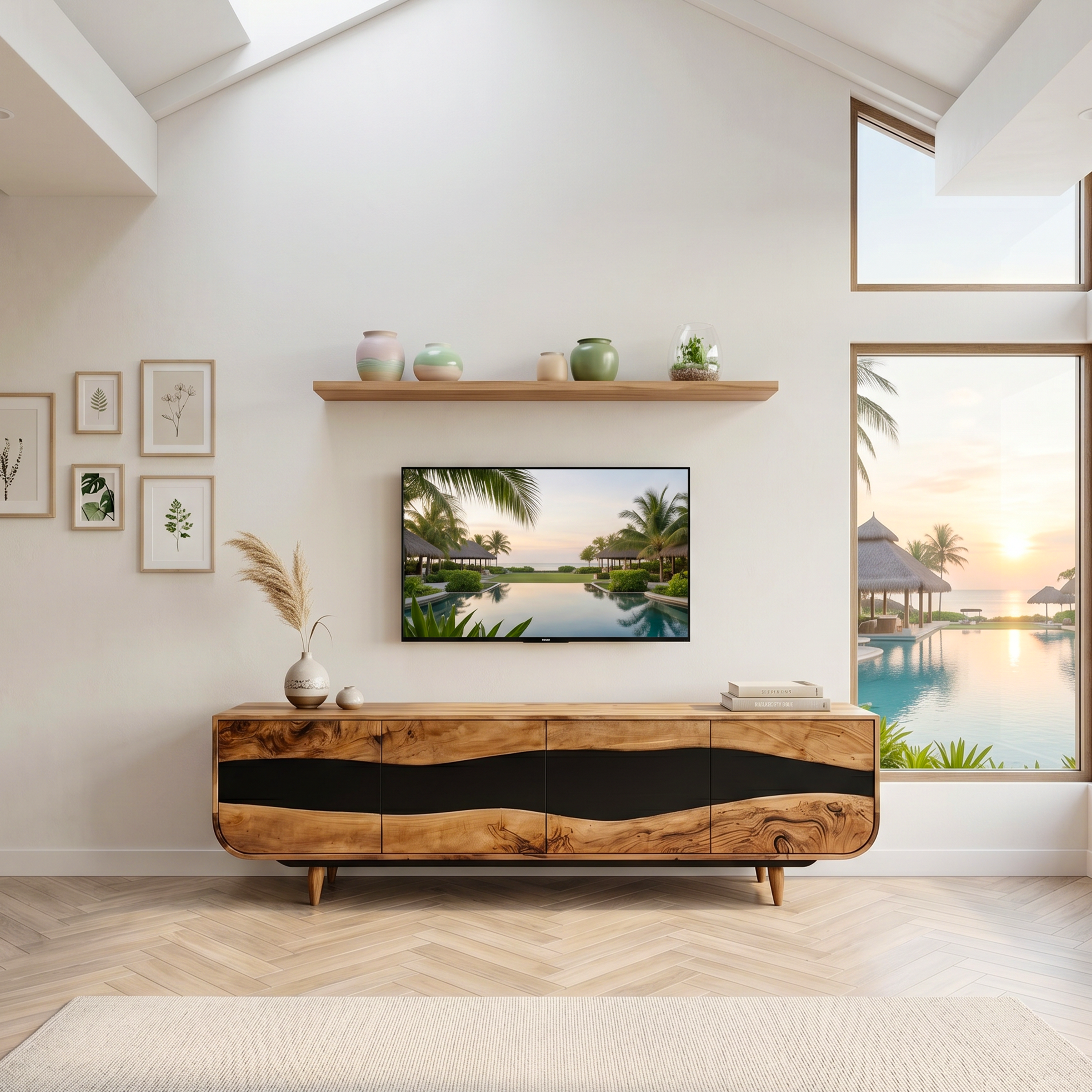 Handcrafted Wooden Live Edge TV Stand For Furniture Decor SILDTTNTVC084