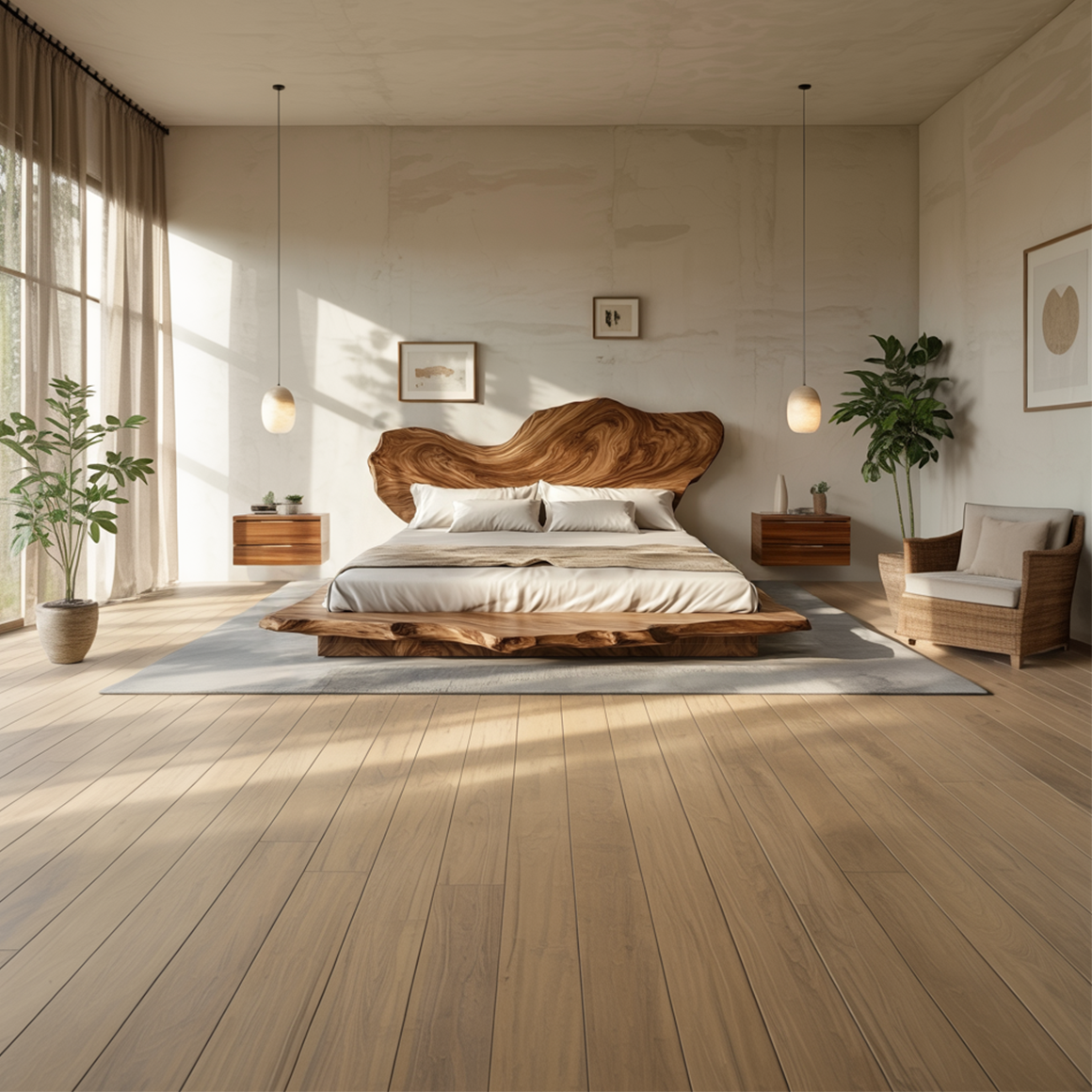 Rustic Handcrafted Wooden Bed Bedroom SINLSAWB076