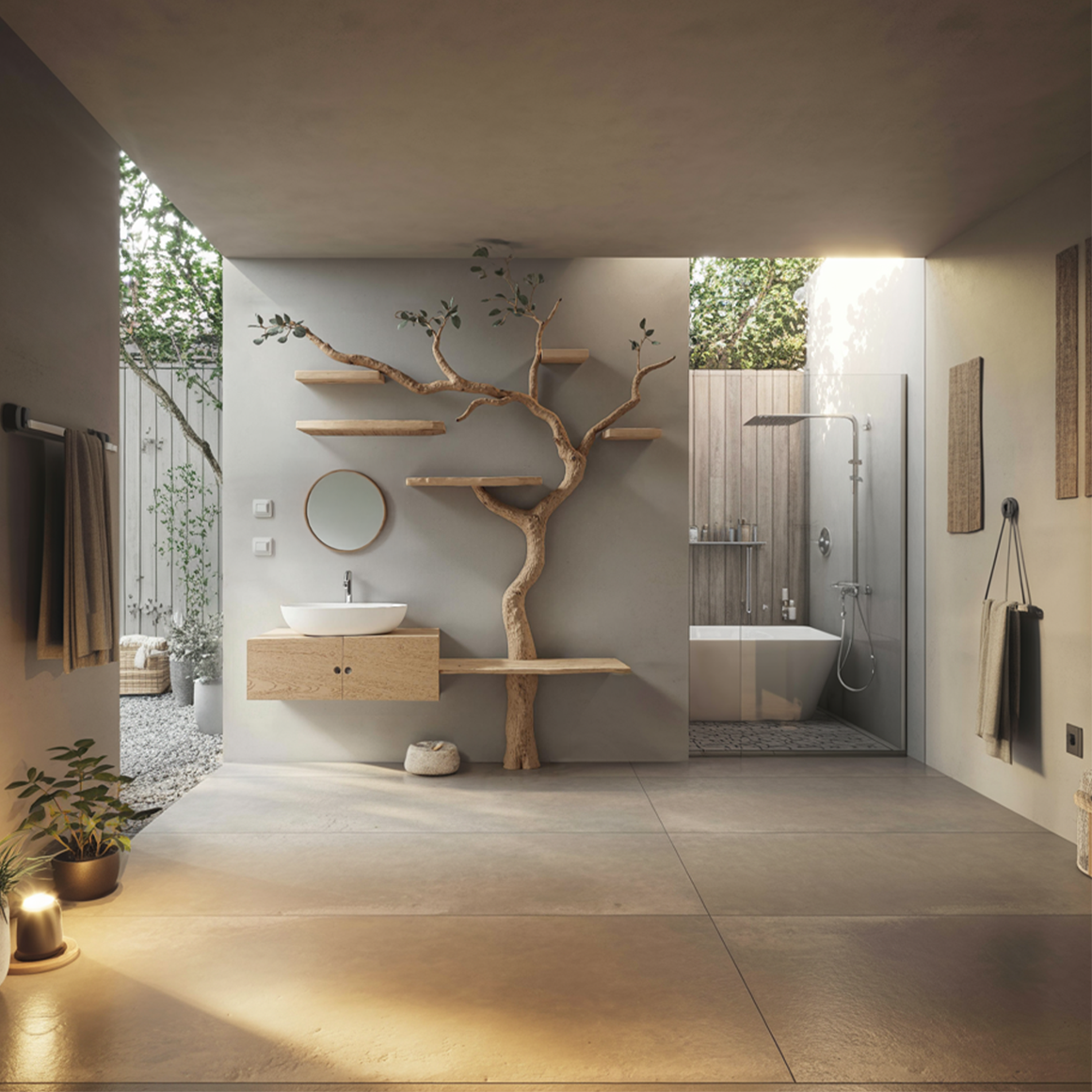 Rustic Organic Wooden Tree Vanity Bathroom SINLSATBB019