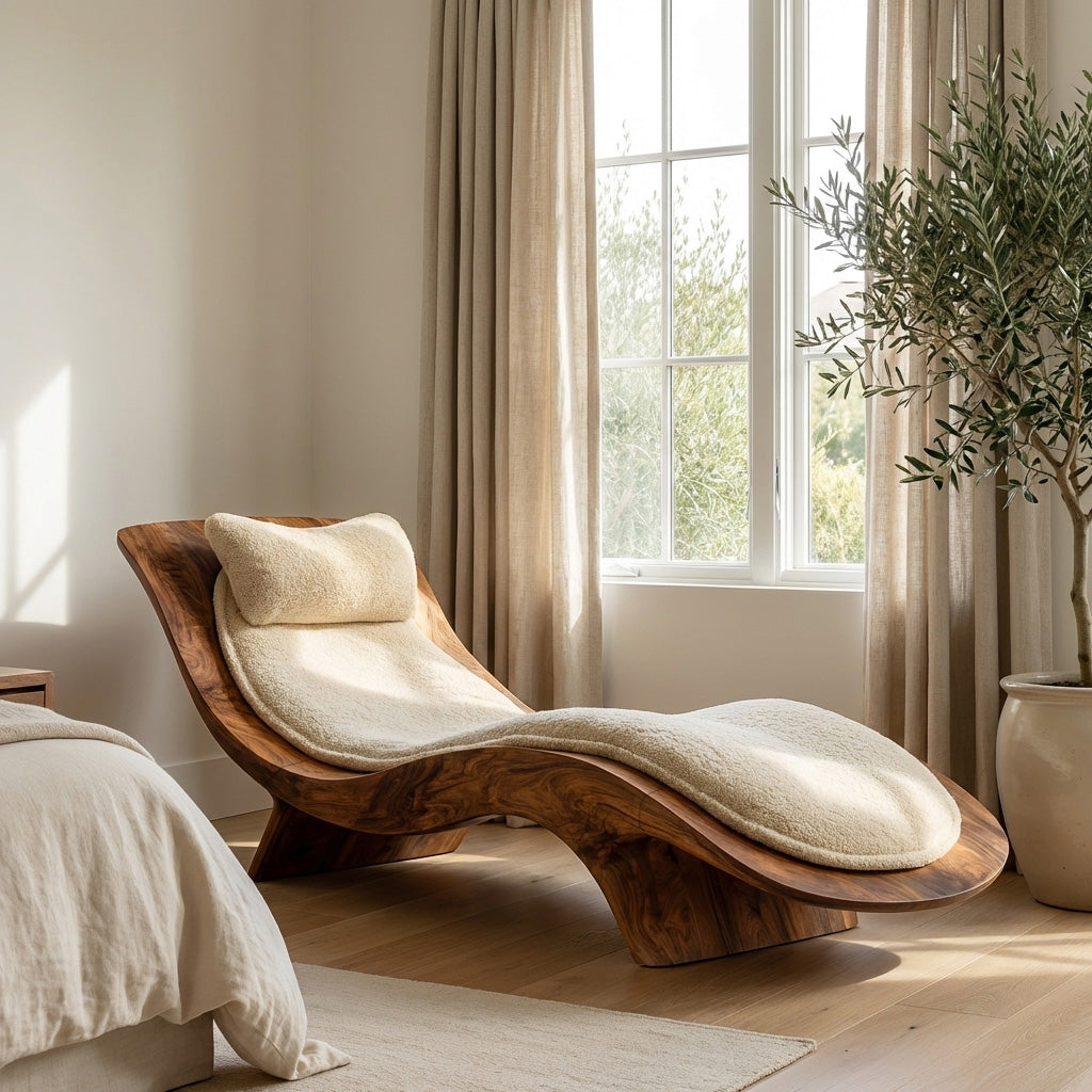 Contemporary Natural Wood Lounge Chair For Living Room RTTHHNSFA030