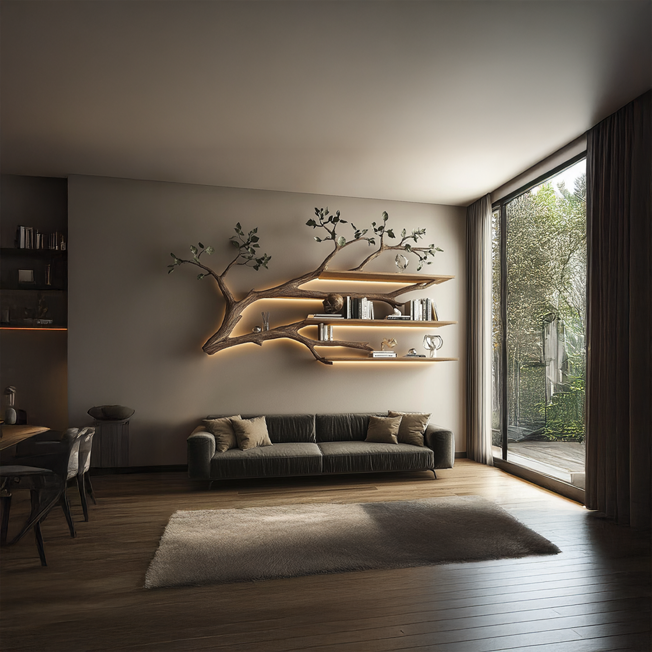 Rustic Tree Branch Floating Shelf Living Room SINLSATBS038