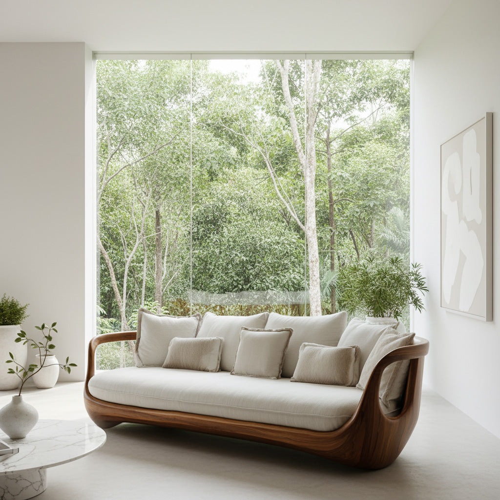 Organic Modern Sculptural Wooden Sofa For Living Room RTTHHNSFA046