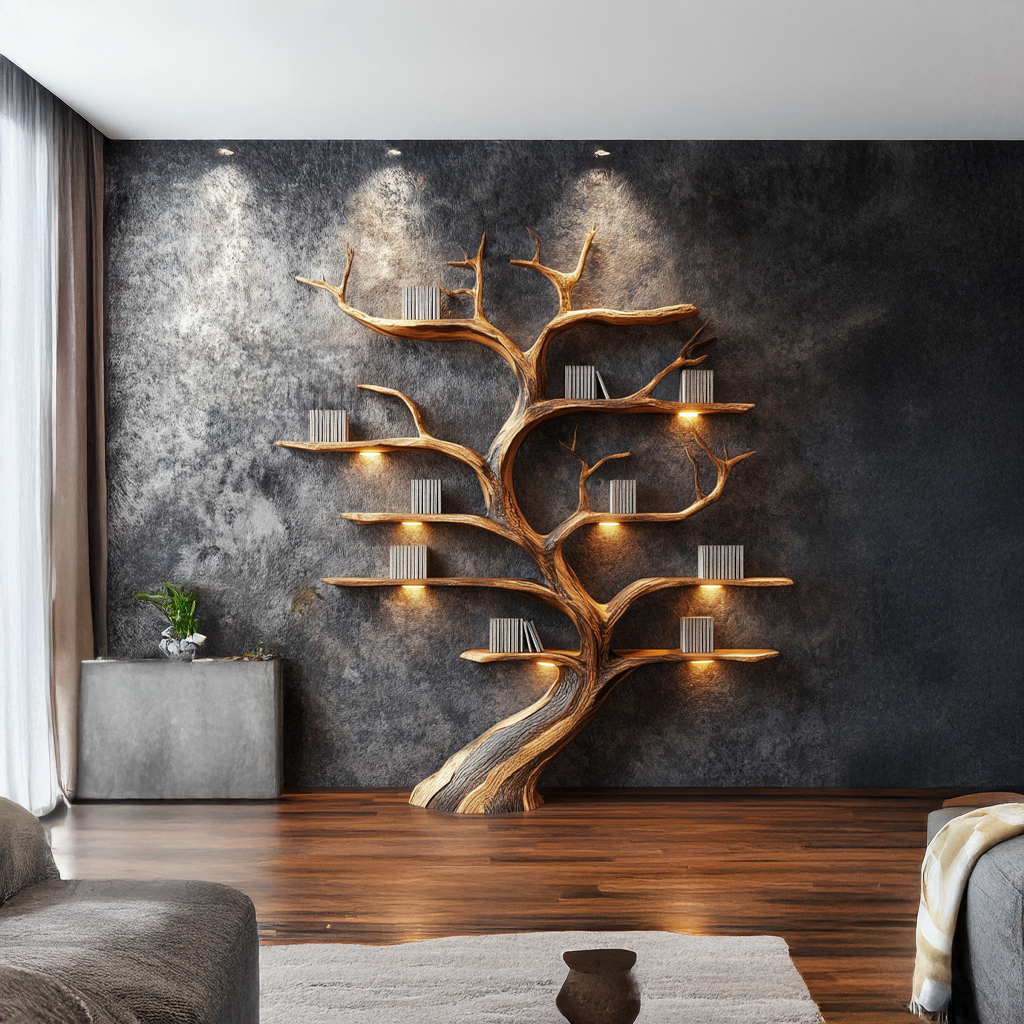 Rustic Tree Shelf Handmade Wood Wall Mounted Gift SINLSATB194