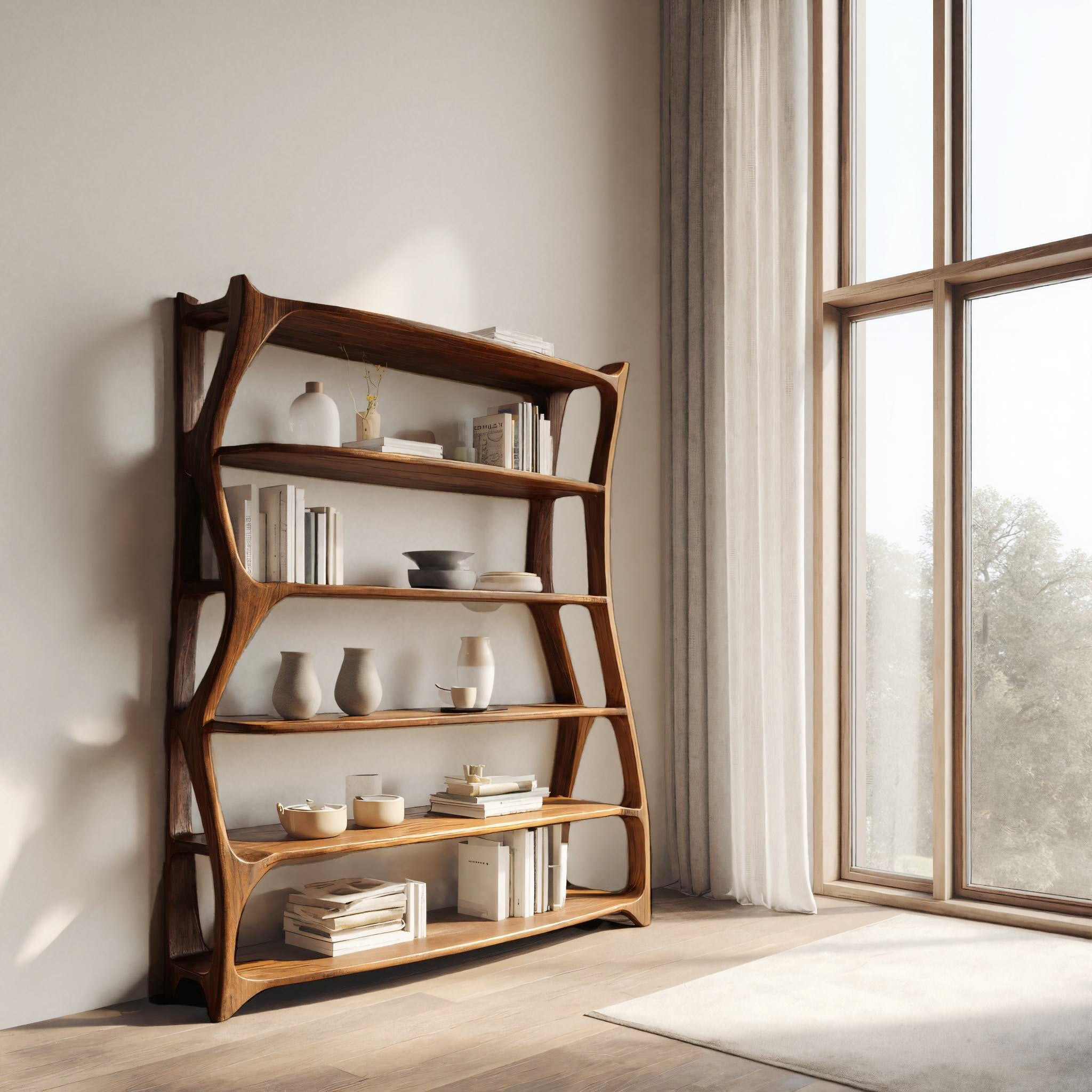 Elegant Wooden Standing Shelf With Tiers For Living Room RTTHHNSS012