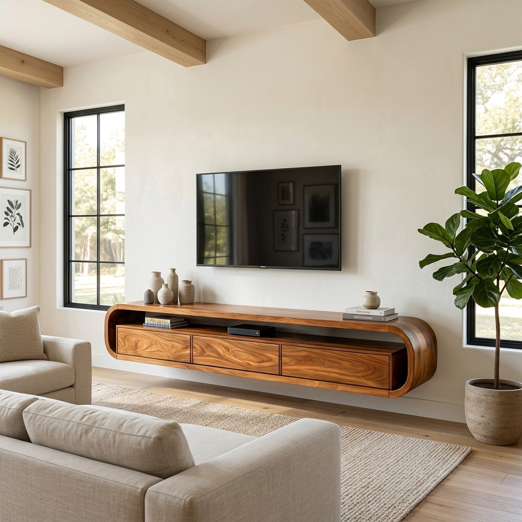 Modern Wooden Floating TV Stand For Living Room Storage RTTHHNTVC112