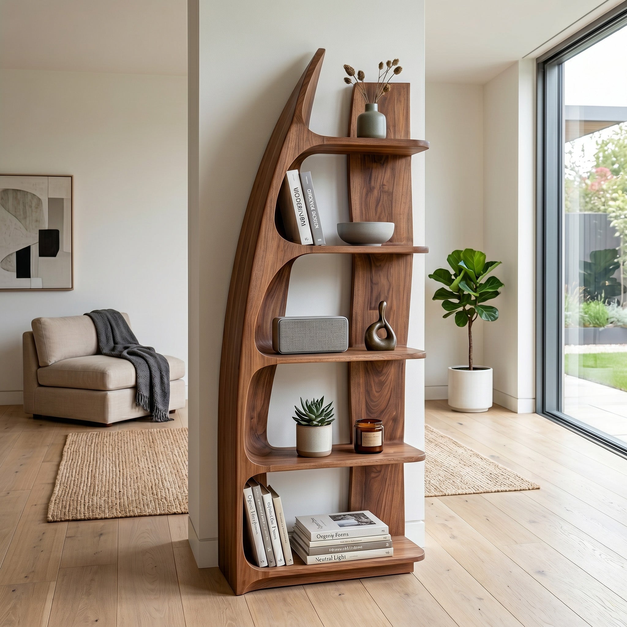 Organic Sculptural Wooden Standing Shelf For Hallway Decor RTTHHNSS028