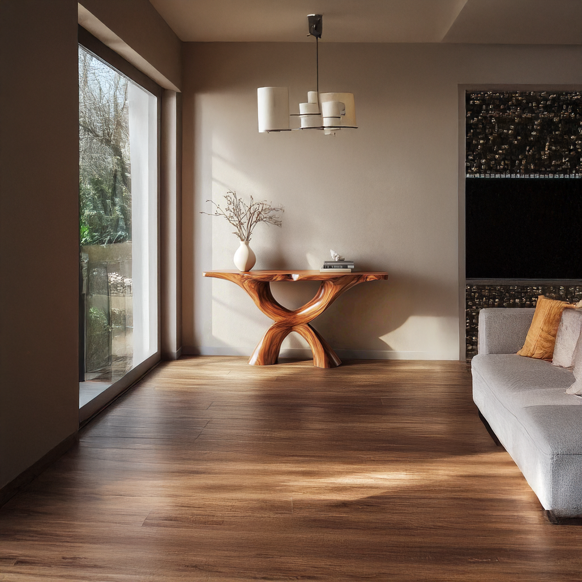 Rustic Console Table Carved X-Base Wood Entryway Living Room SINLSACS322