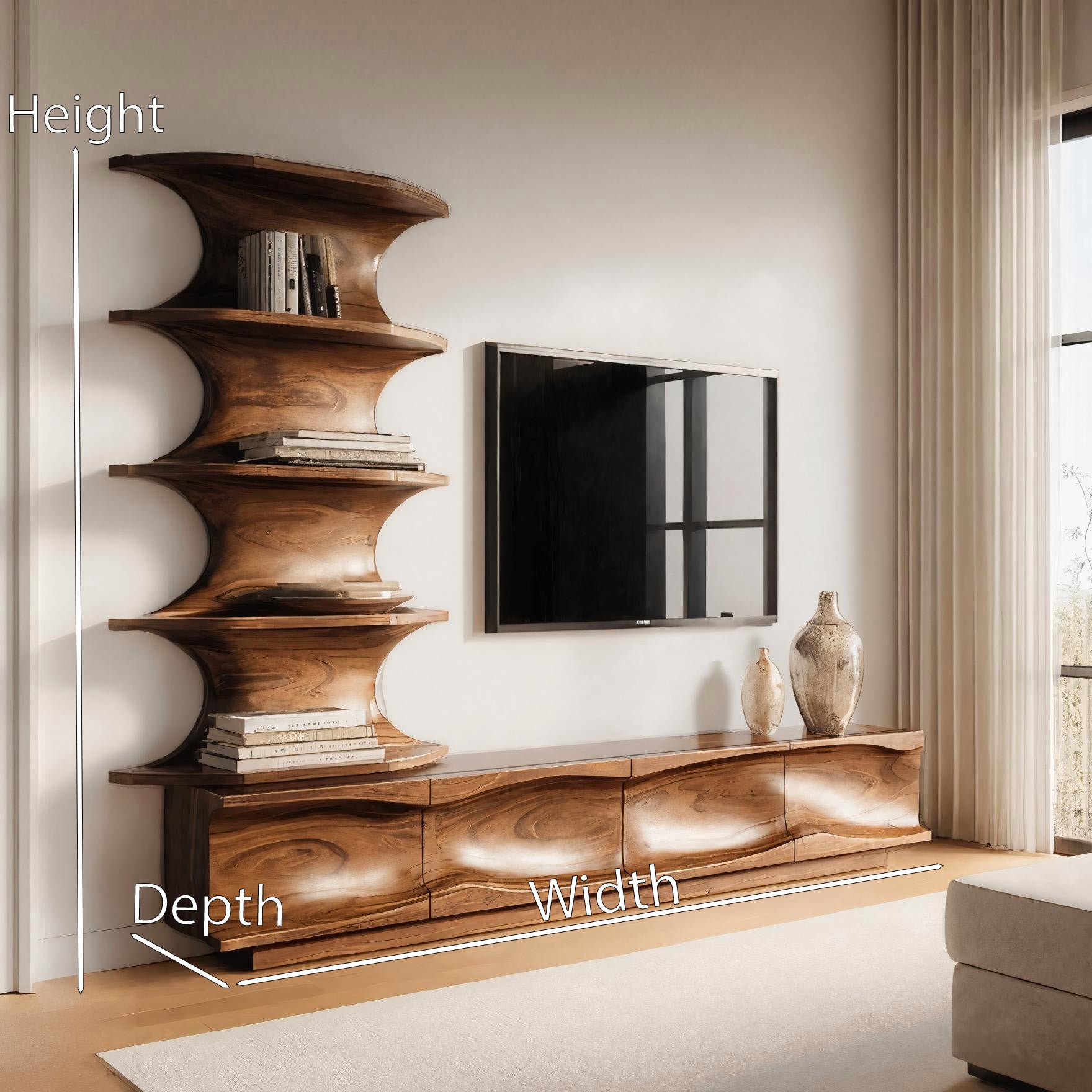 Modern TV Console With Vertical Shelving For Living Room SITHHNTVC024