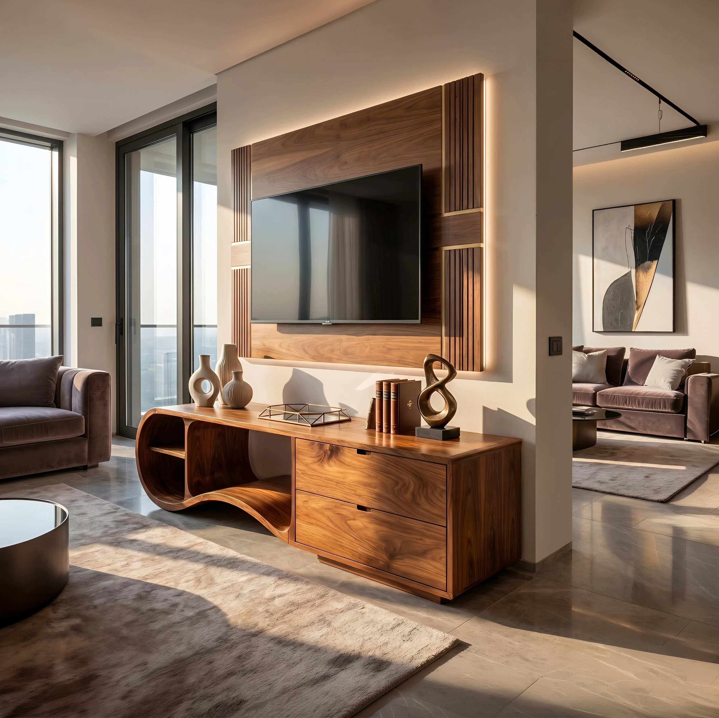 Contemporary Organic TV Cabinet For Living Room SILDTTNTVC127