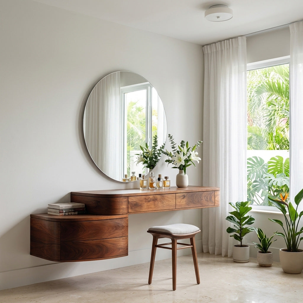 Modern Wooden Wall Mounted Makeup Vanity For Bedroom RTTHHNVAN020