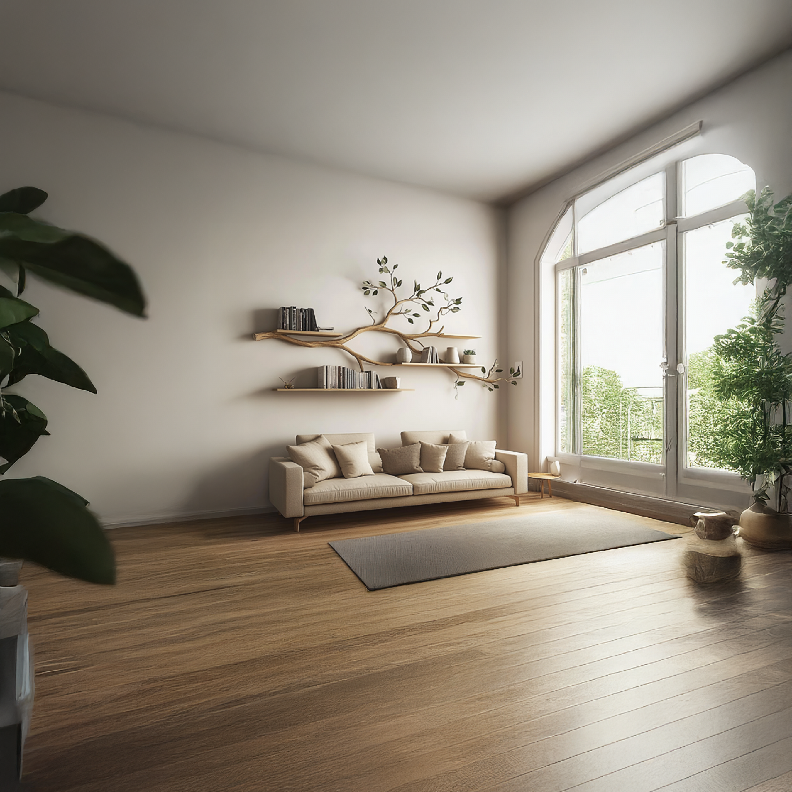 Rustic Tree Floating Wall Shelf Living Room SINLSATBS052