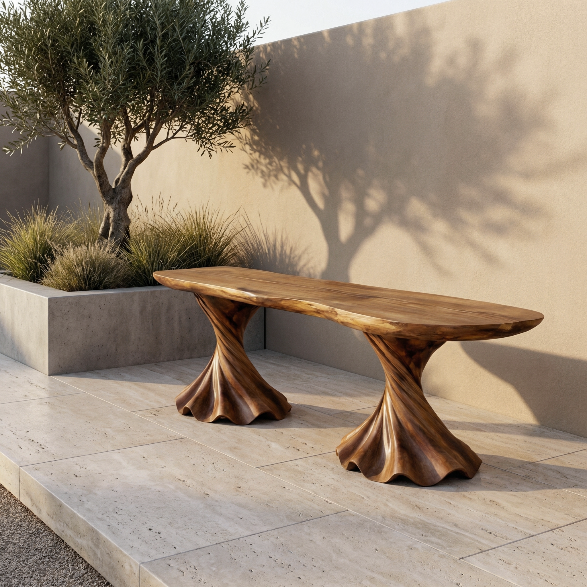 Rustic Bench Solid Wood Twisted Pedestal Base Entryway SINLHARS094