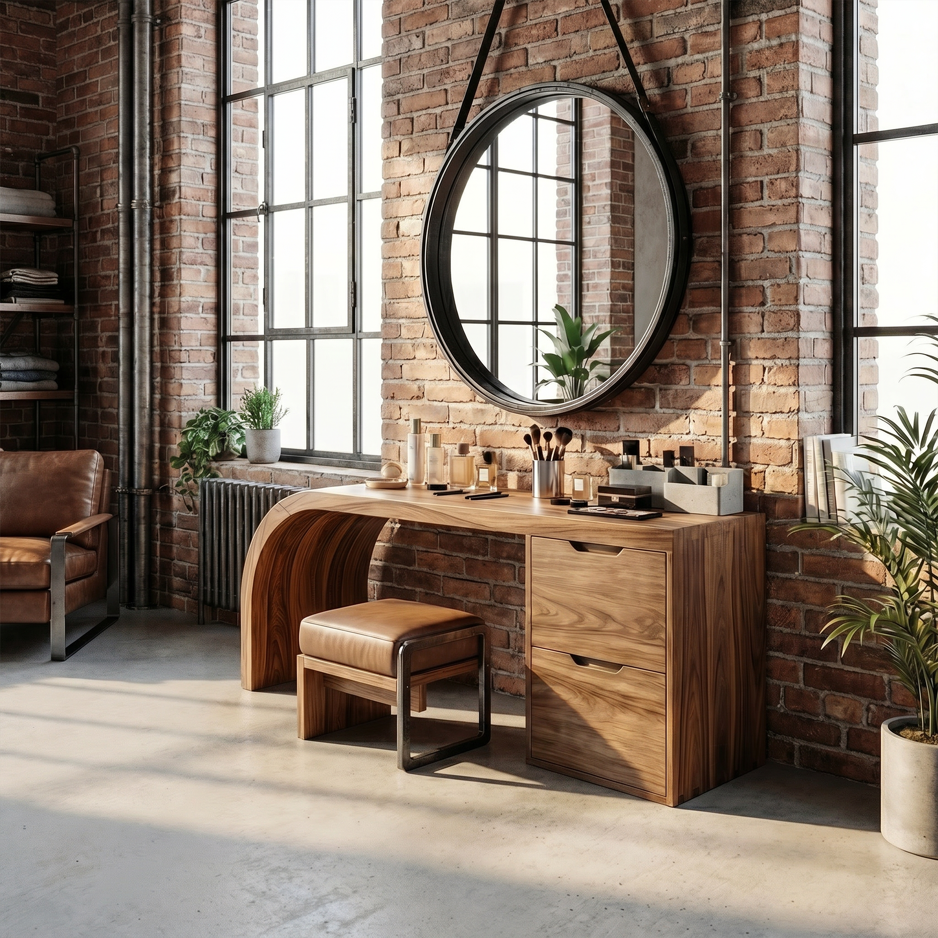 Industrial Vanity Table Home Office Makeup Area Dressing Space SILDTTRMV009