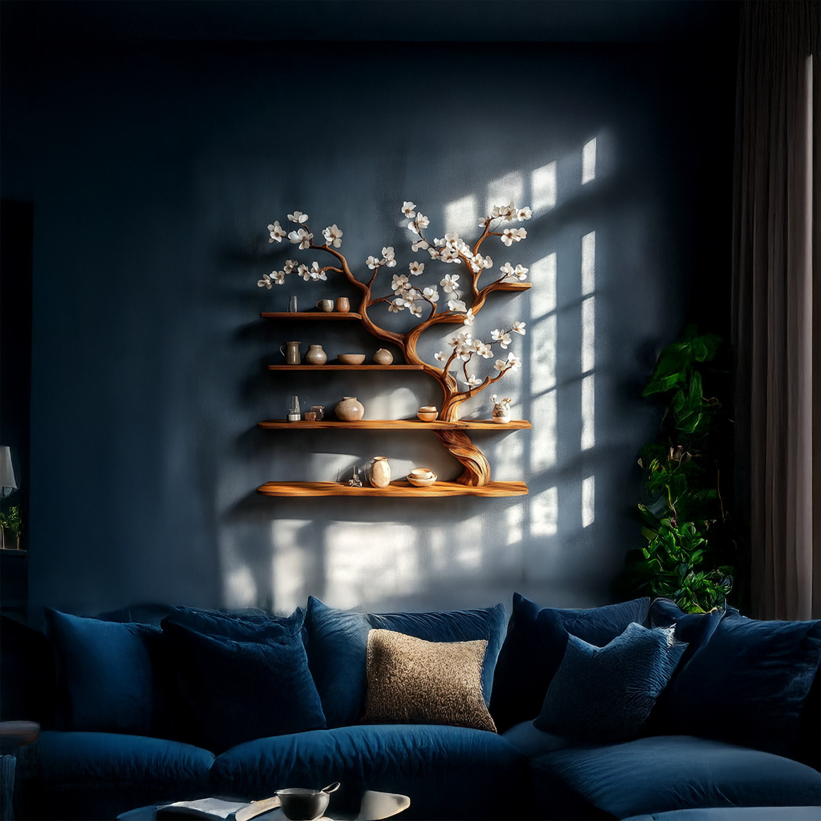 Rustic Tree Branch Bookshelf For Bedroom Decor SINLSATBS050