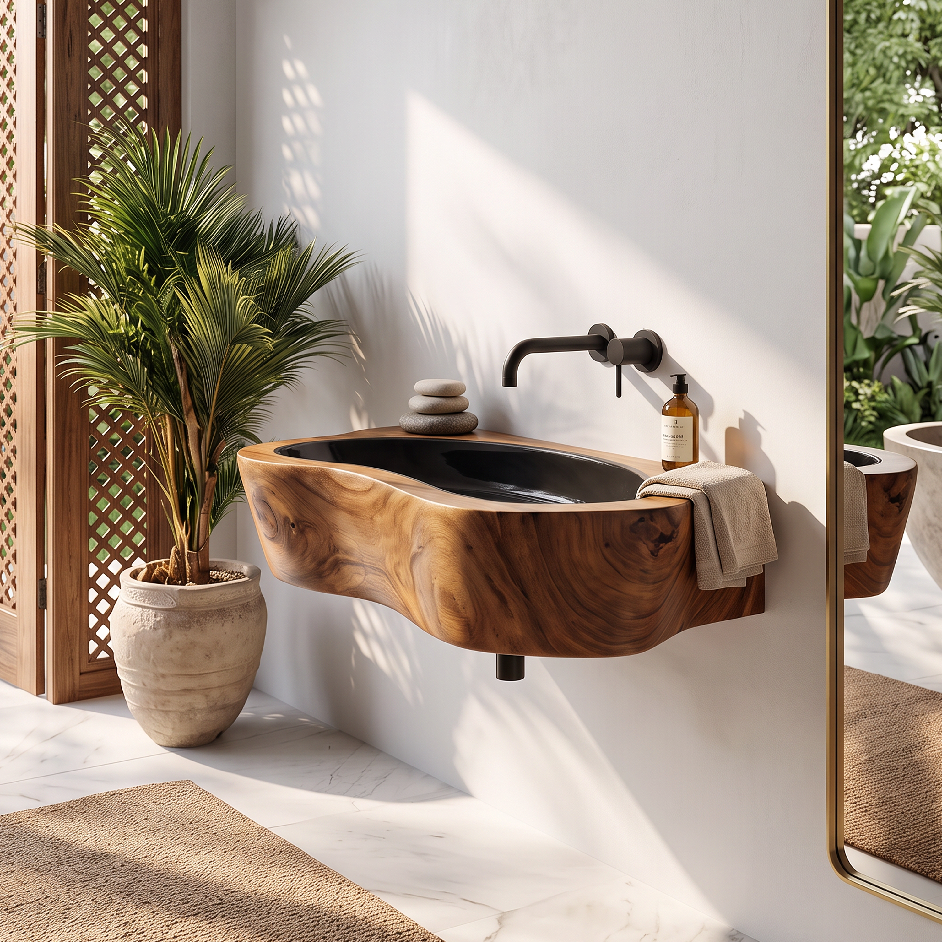 Handcrafted Live Edge Wood Vanity Sink For Natural Bathroom Decor SILDTTRVS027