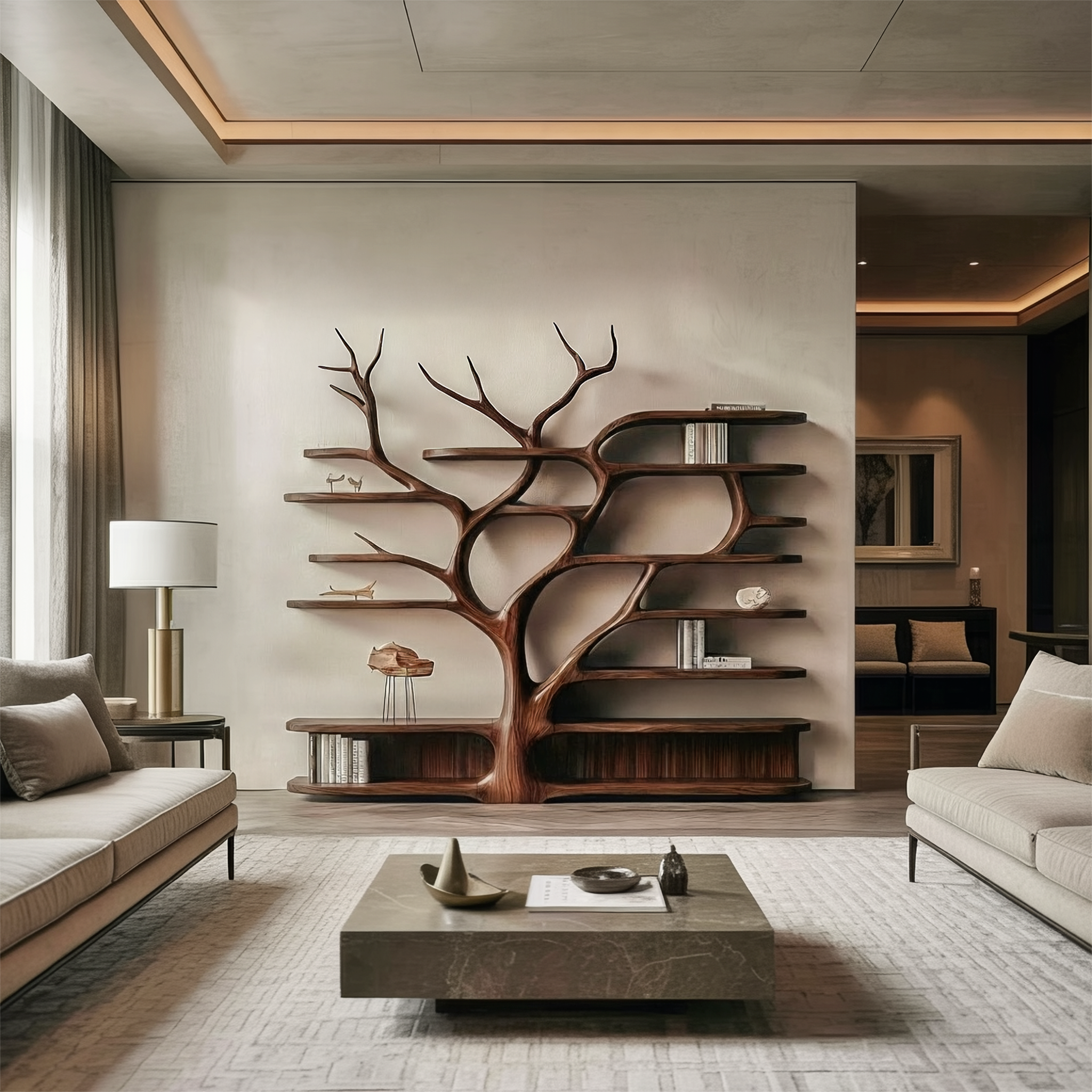 Rustic Artistic Storage Tree Bookshelf For Study Room Or Home Office SINLSATB697