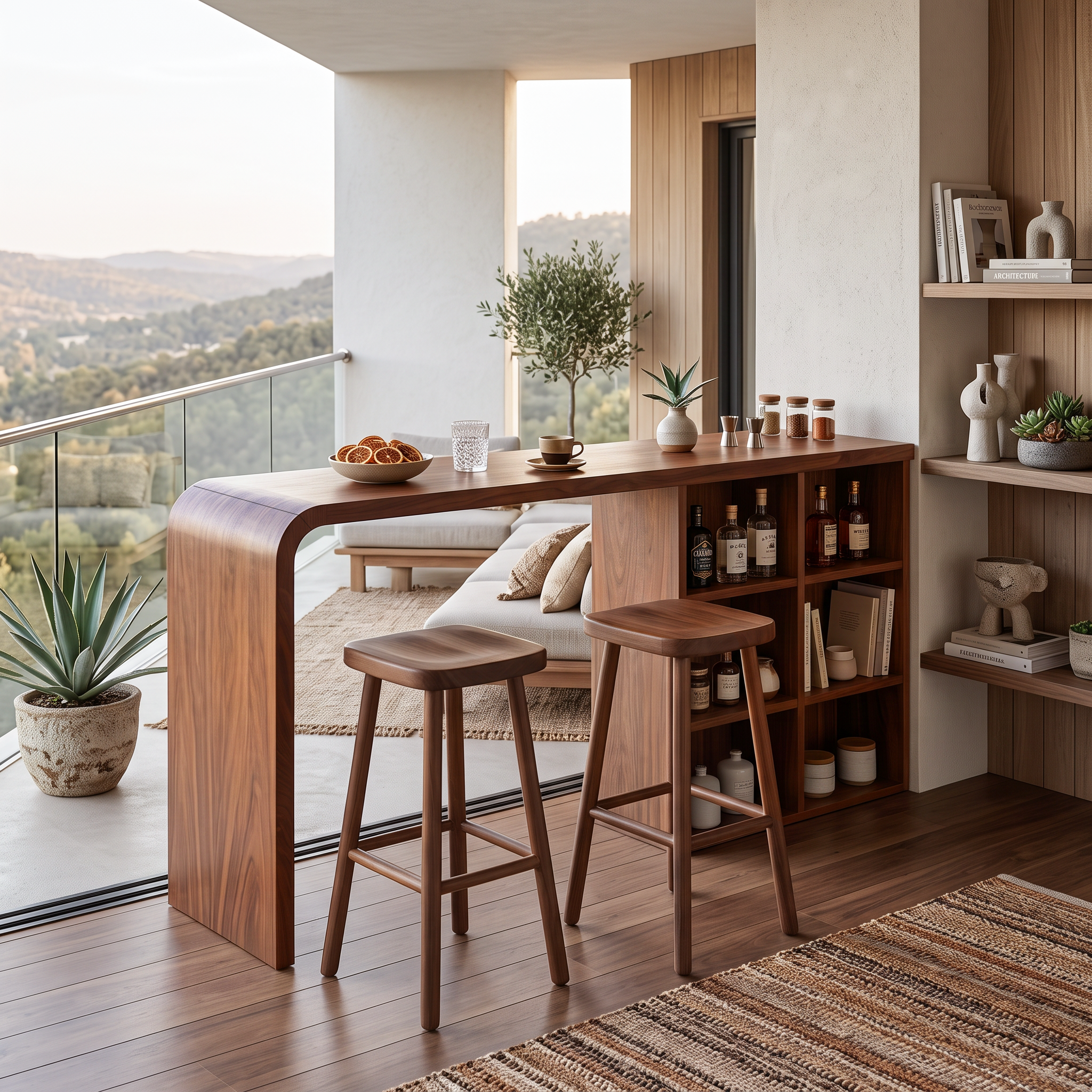 Modern Wooden Bar Table With Storage For Kitchen Or Home Mini Bar SITHTTBTA003