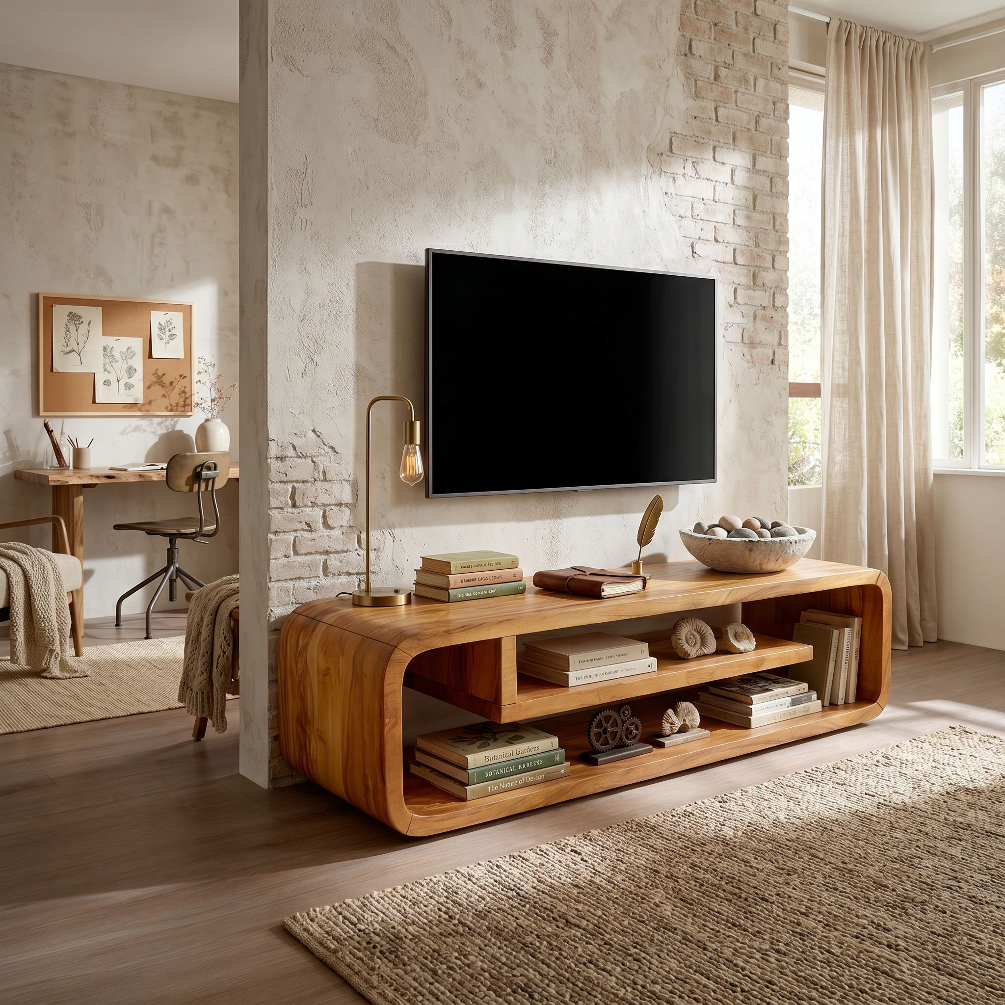 Luxury Curved Media Console For Wine Room Interior SILDTTRTVC090
