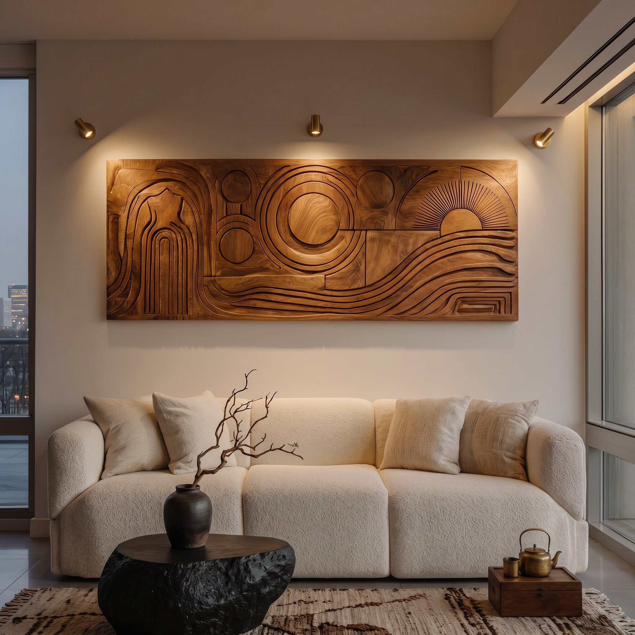 Mid Century Abstract Wood Wall Art For Living Room RTTHHNWA195