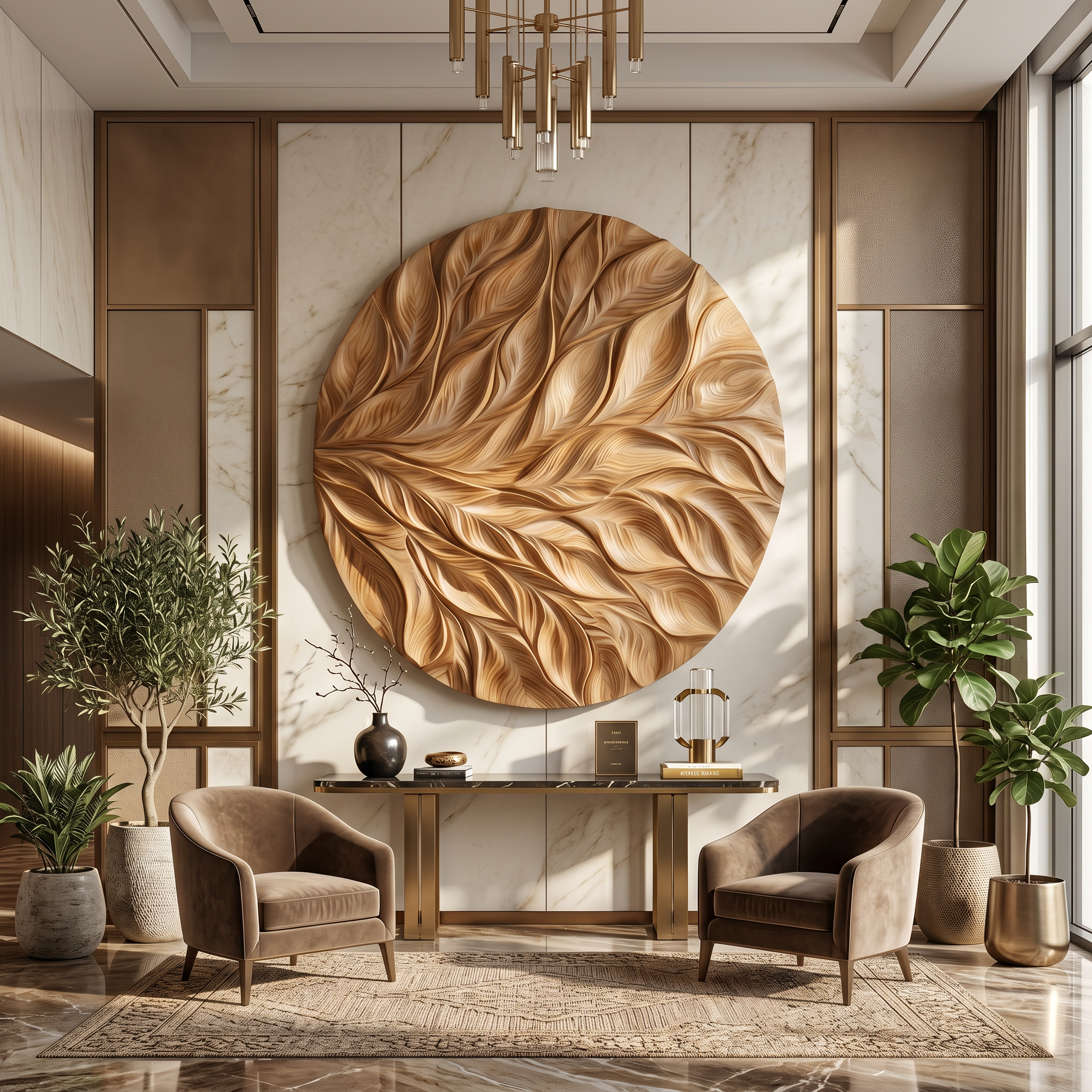 Coastal Wall Art With Flowing Leaf Design For Hallway SILDTTRWA143