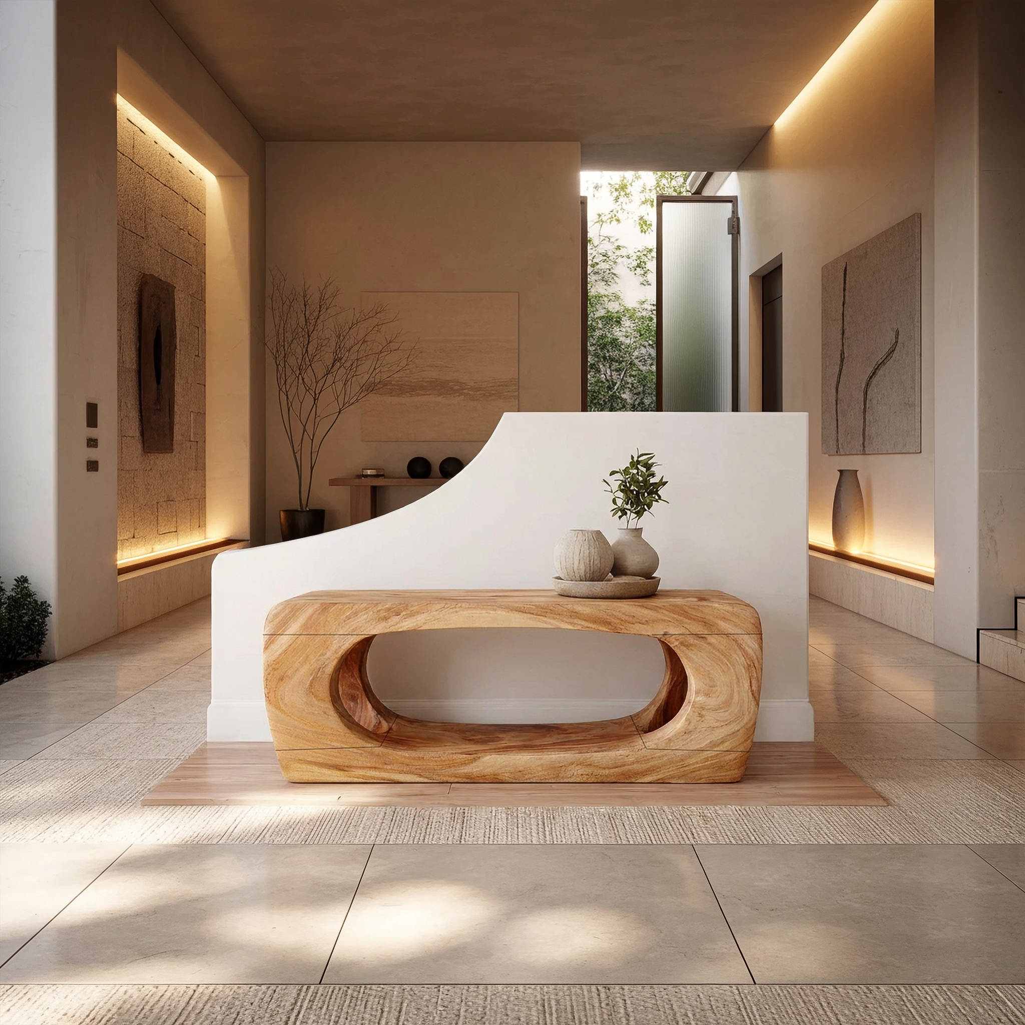 Rustic Natural Form Bench For Hallway And Living Room SINLSARS078