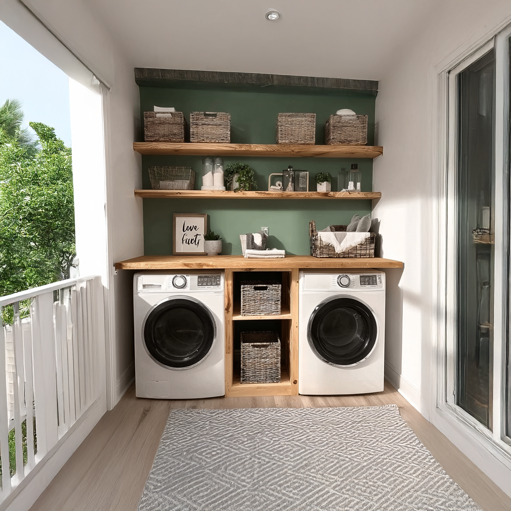 Laundry Nook Shelf Handmade Rustic Wood Gift SINLSALN003