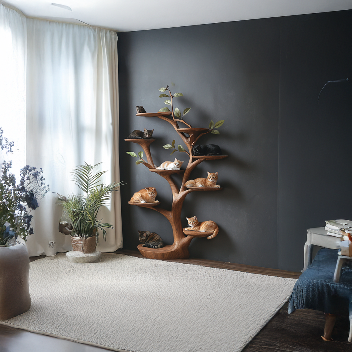 Rustic Tree Cat Perch Artistic Pet Furniture SINLSATT072