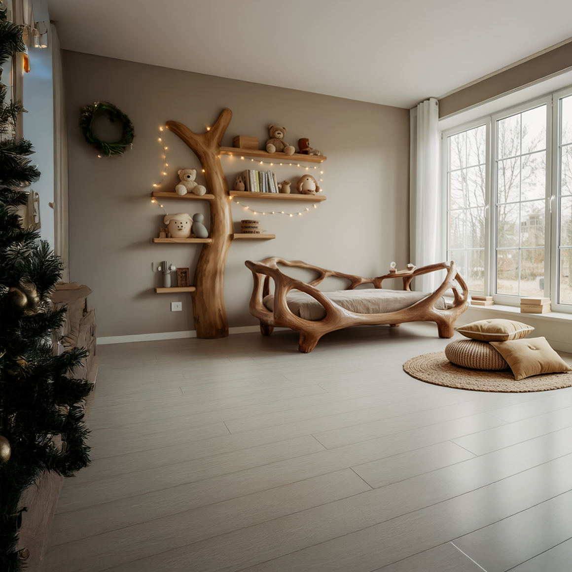 Rustic Organic Sculptural Bed Artistic Modern Bedroom SINLSAWB069