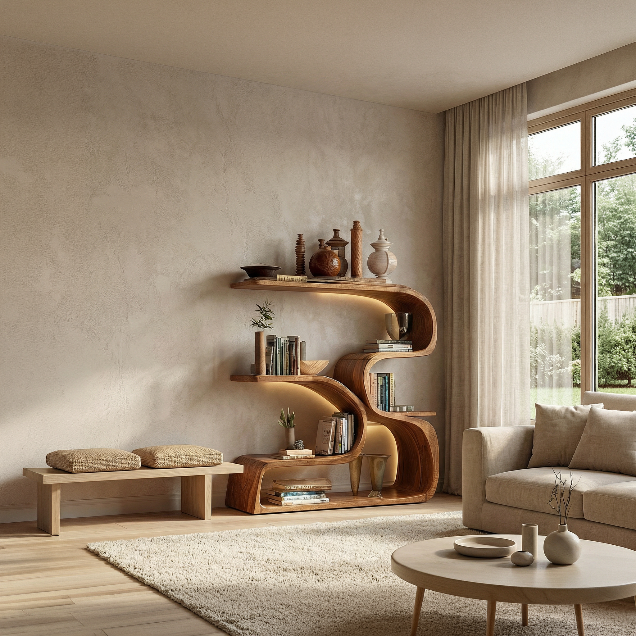 Rustic Artistic Bookshelf For Living Room And Interior Decor SINLSASC470