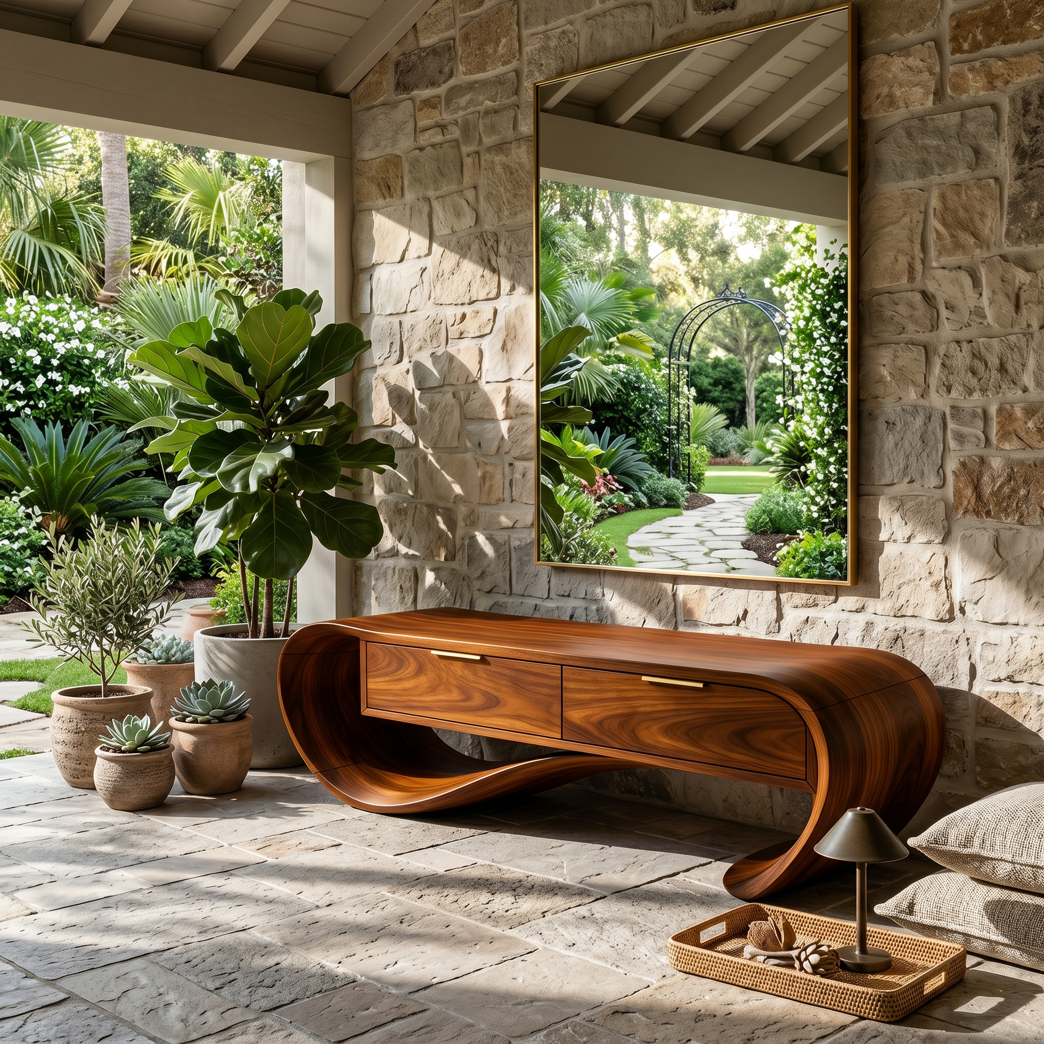 Contemporary Curved Bench With Drawer Storage For Entryway Interior SILDTTNBEN011