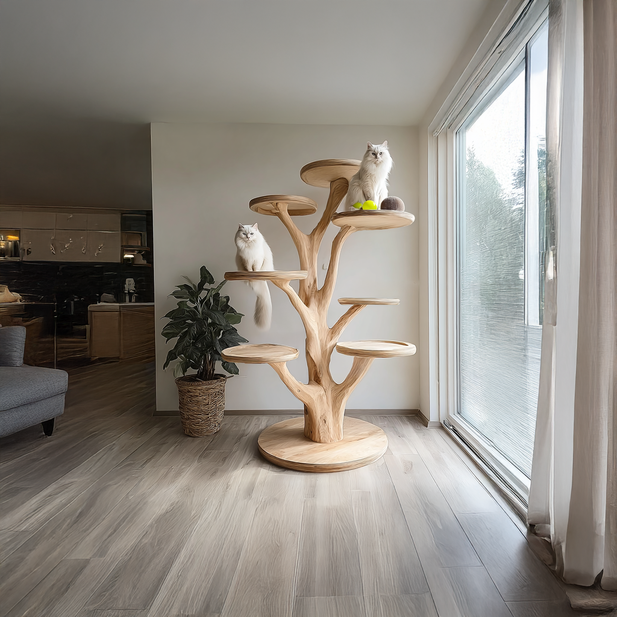 Mid Century Cat Tree Tower Living Room SINLSATT023