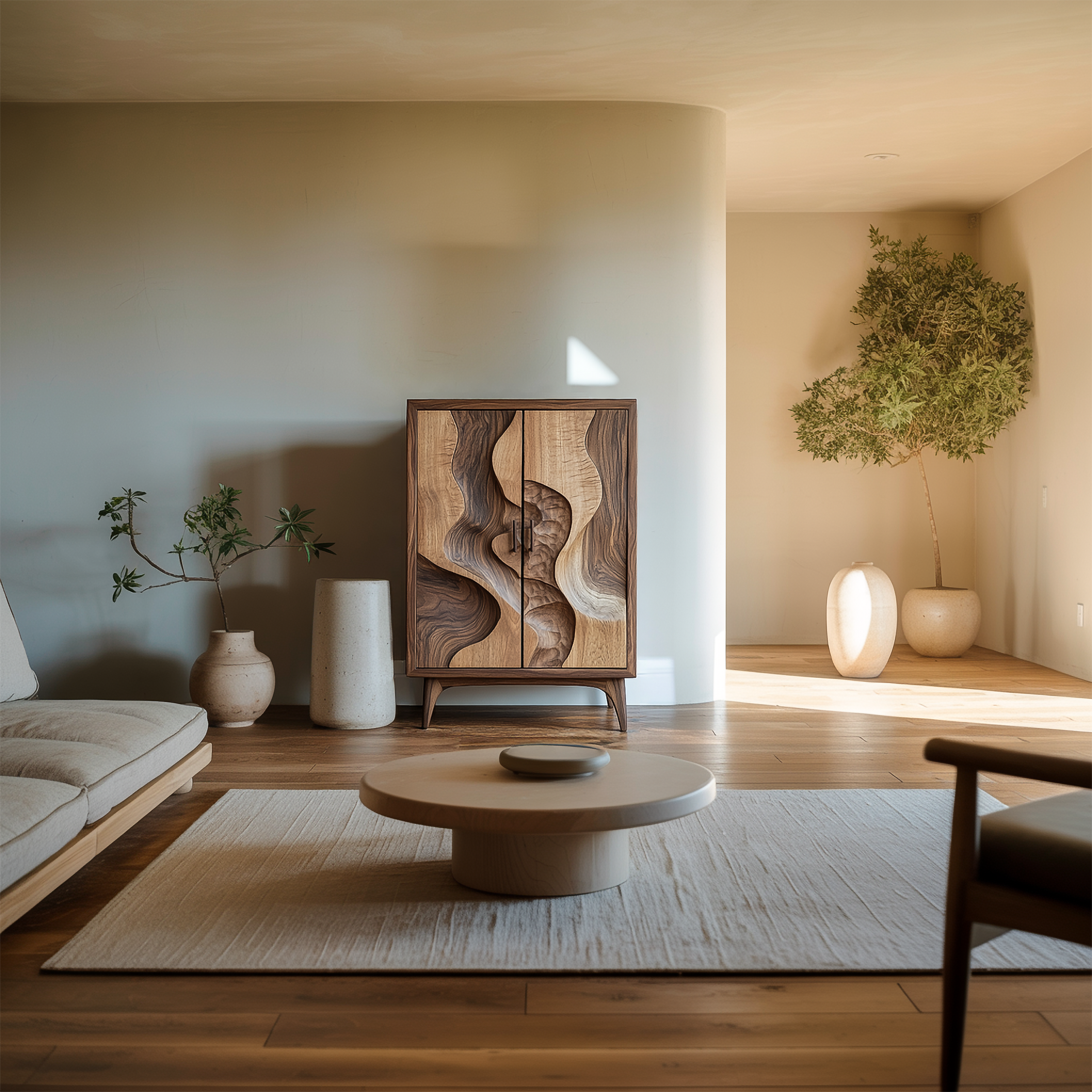 Organic Modern Sculptural Storage Cabinet For Living Room SINLSASC358