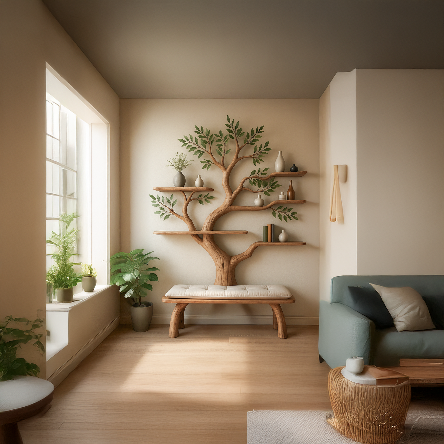 Rustic Tree Branch Shelf Living Bedroom SINLSATB223