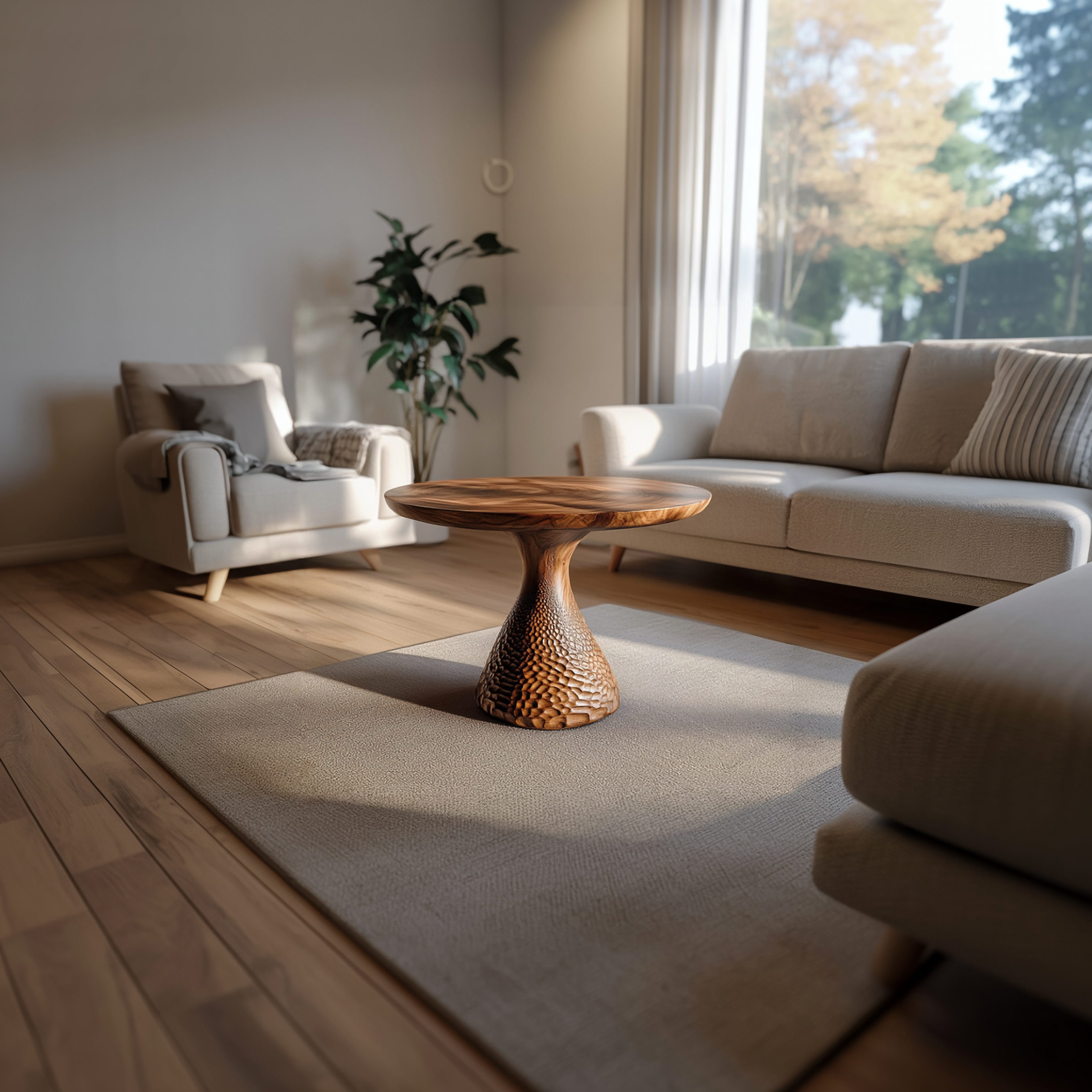 Sculptural Solid Wood Coffee Table Living Room SINLSACF272