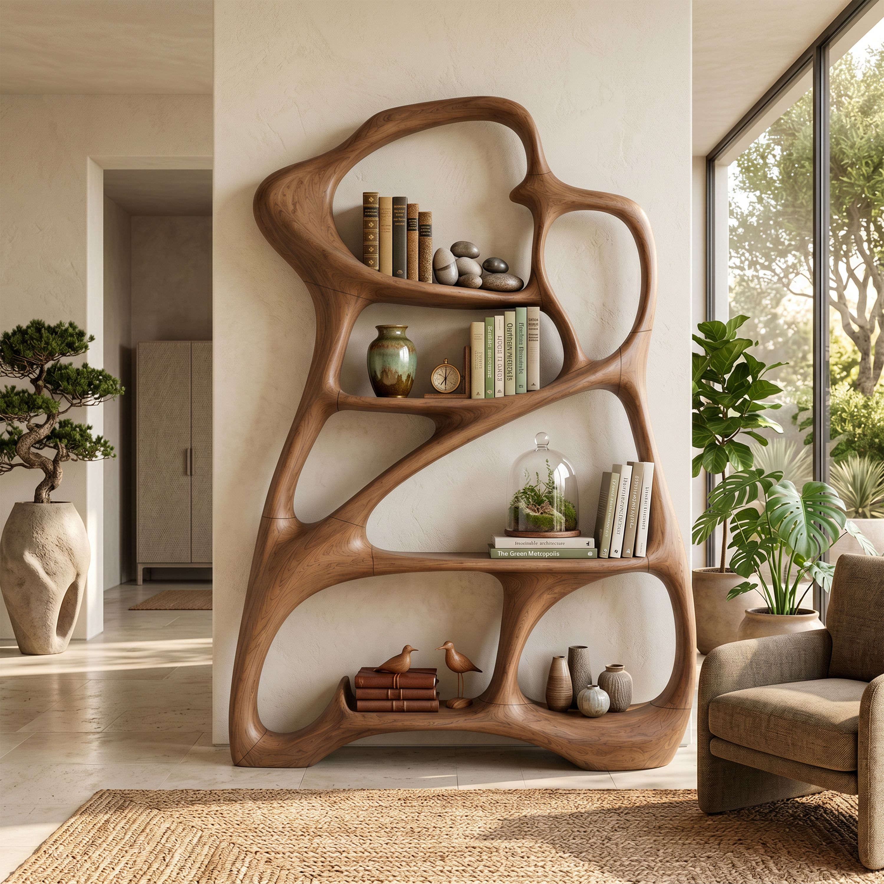 Organic Reading Corner Bookcase For Contemporary Interior SILDTTNBS061