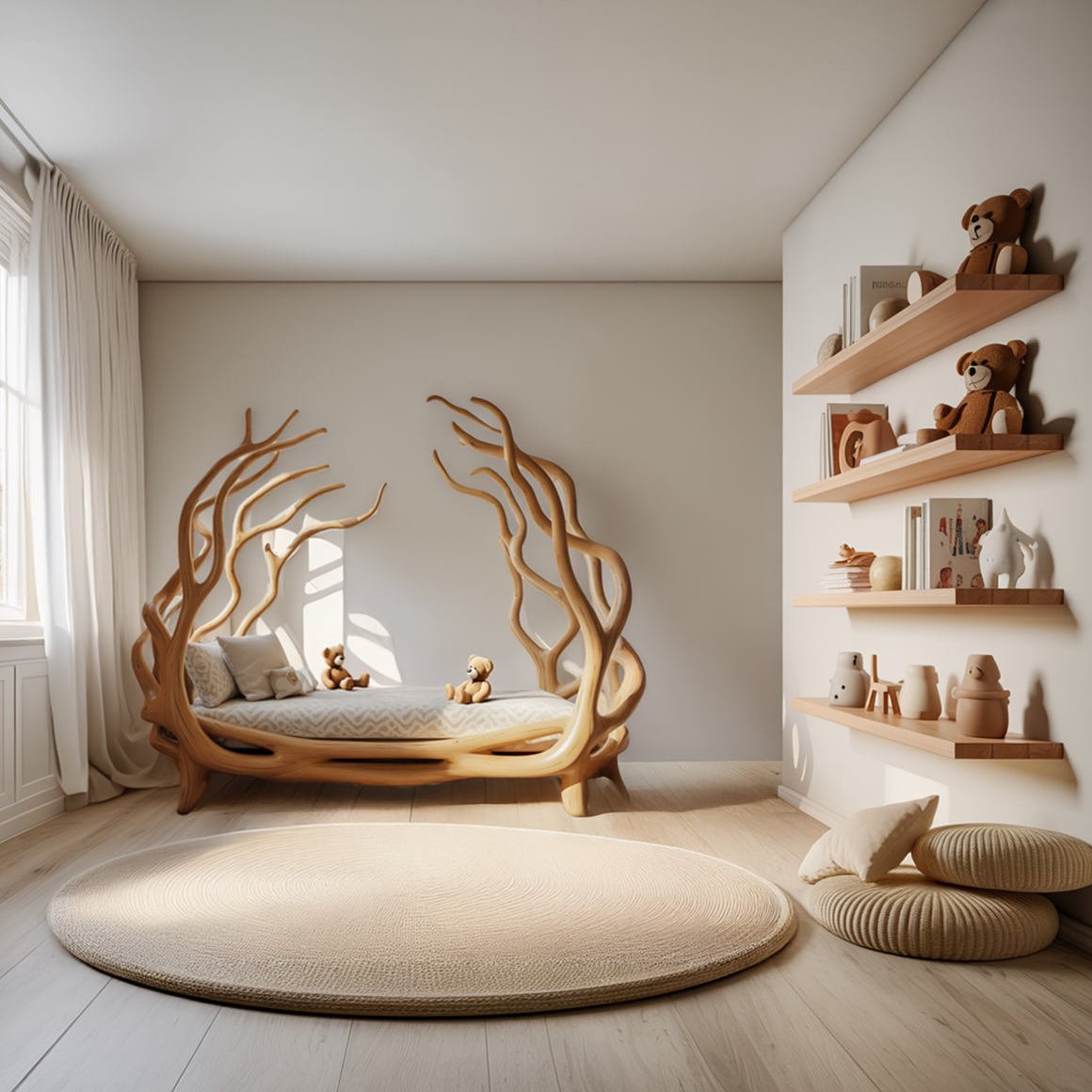 Rustic Tree Branch Bed Organic Bedroom Artistic Design SINLSAWB068