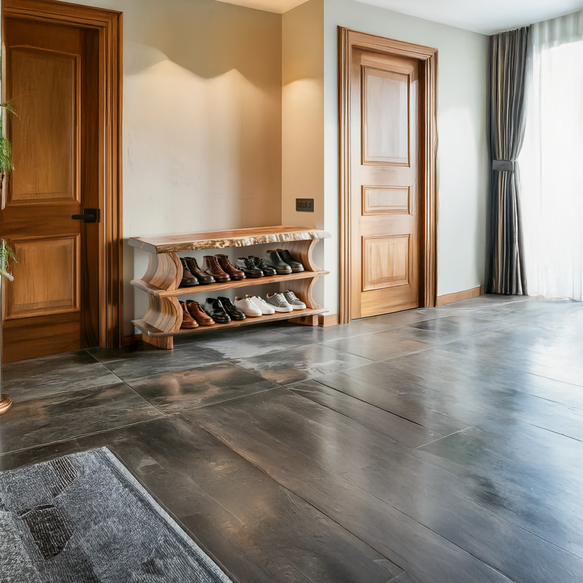 Artistic Wave Shoe Stand Mudroom And Entryway SINLSASB081