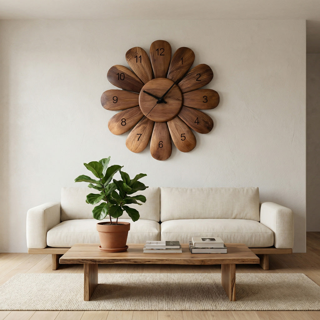 Handcrafted Wooden Wall Clock For Modern Living Room Decor RTTHHNWAC010