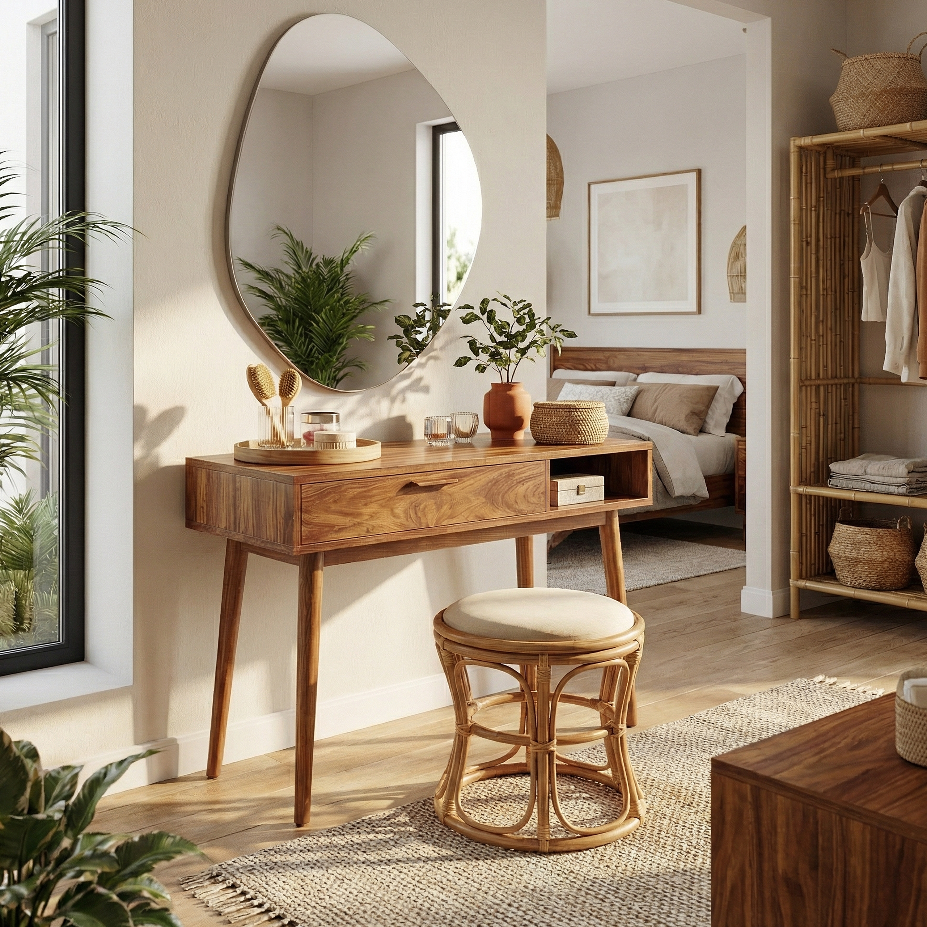 Japandi Makeup Desk Bedroom Dressing Area Personal Beauty Space SILDTTRMV016