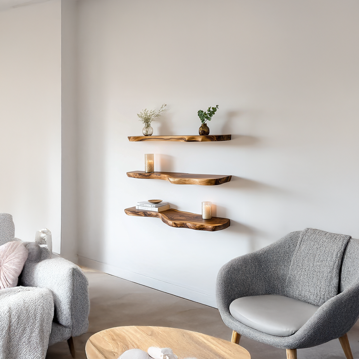 Rustic Floating Display Shelf For Living Room Wall SINLSAFL335