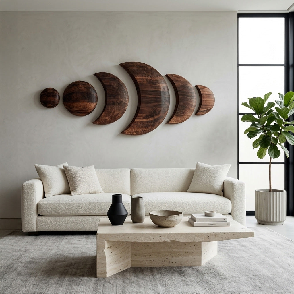 Boho Moon Phase Wood Wall Decor For Living Room RTTHHNWA205