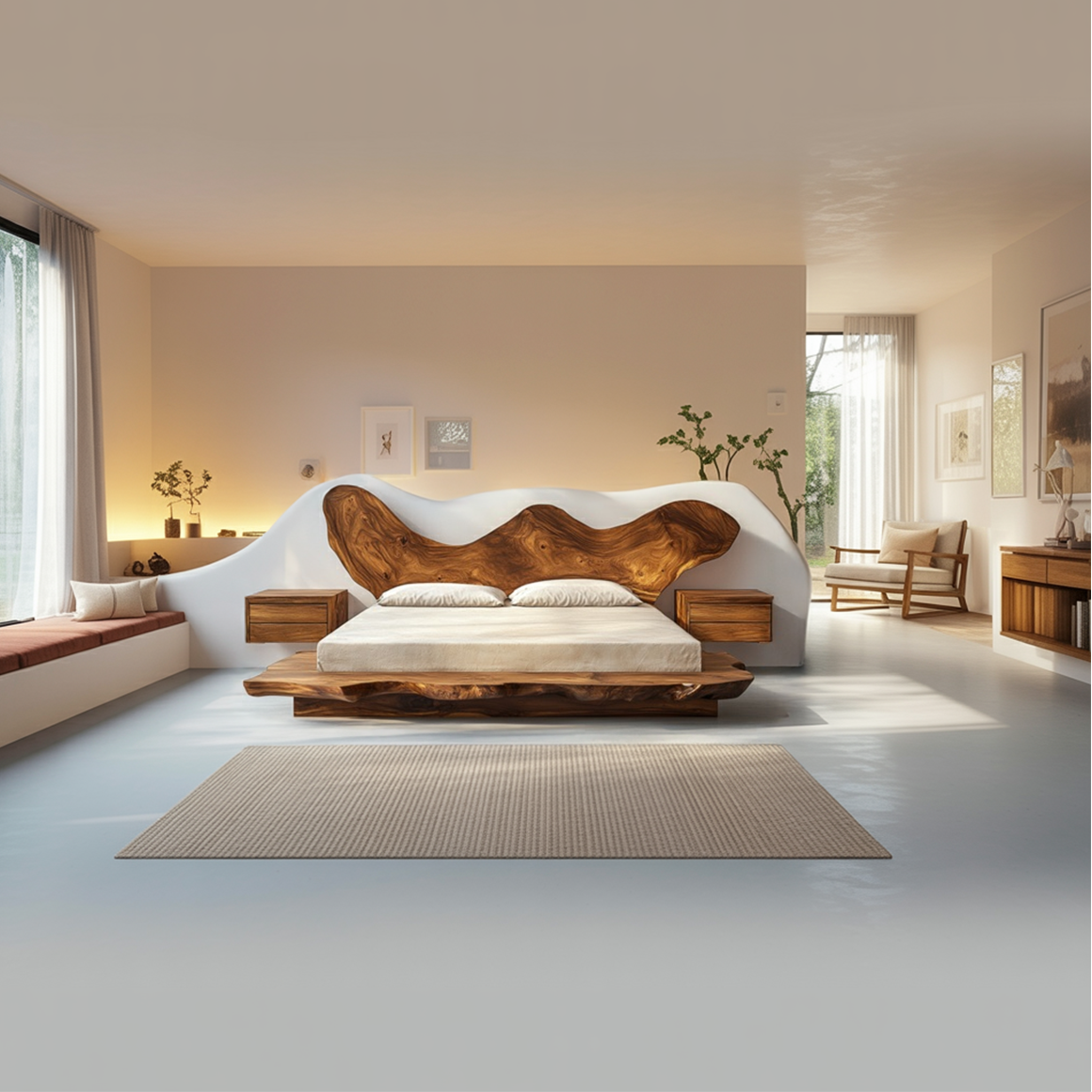 Rustic Bedroom Solid Wood Platform Bed SINLSAWB077