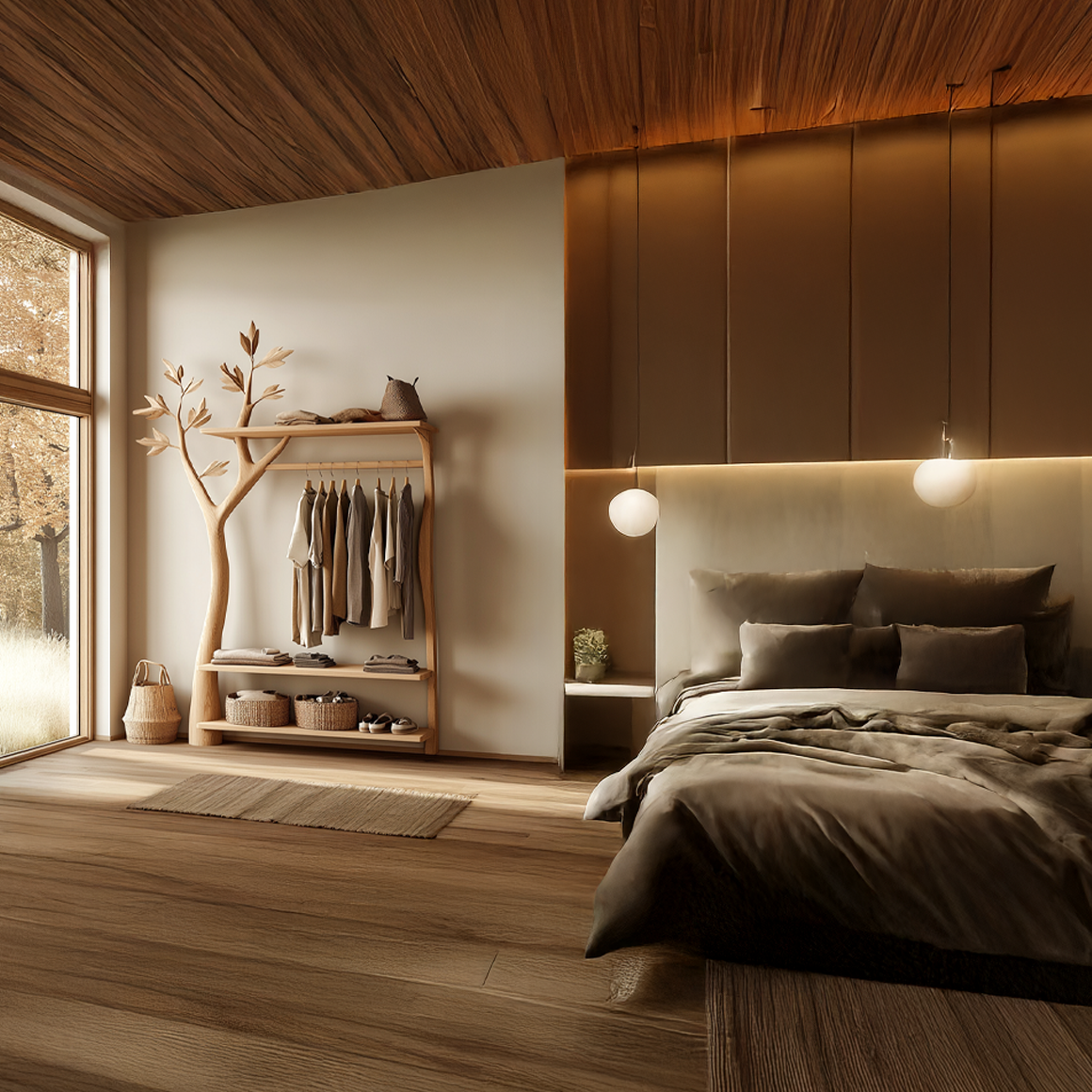 Rustic Tree Clothing Rack Entryway Bedroom Storage SINLSATCR034