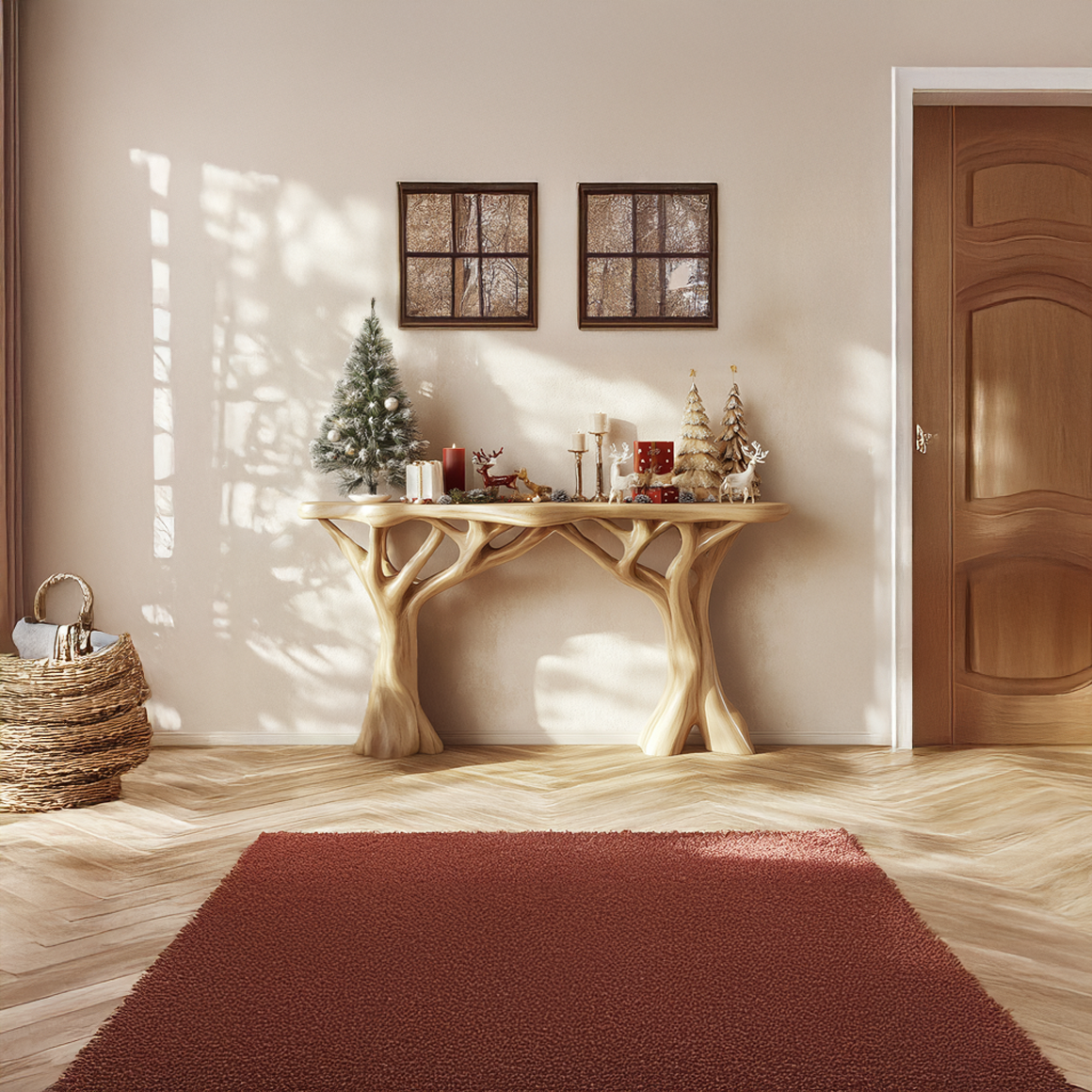 Rustic Organic Console Table Christmas Entryway Seasonal Decor SINLSACS343