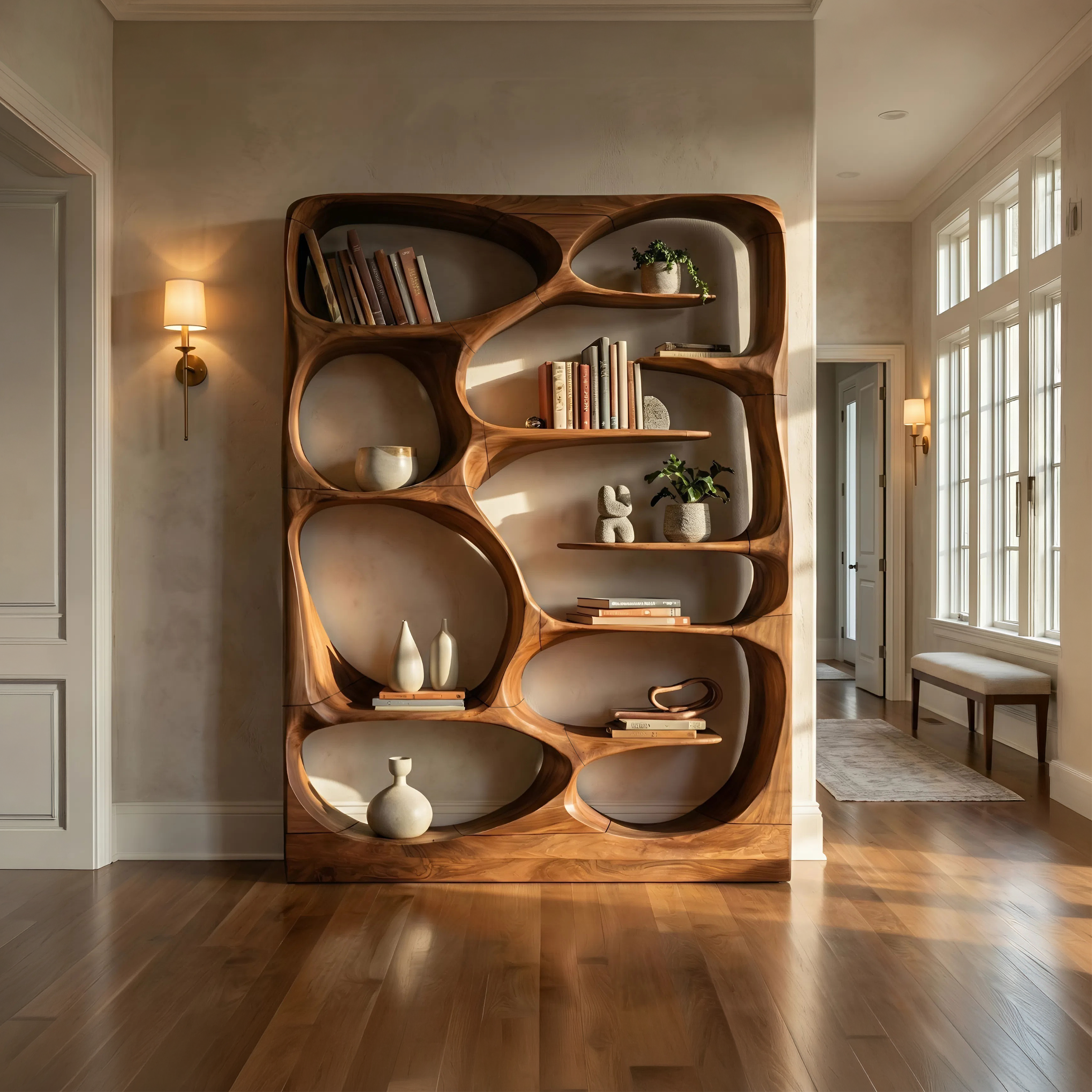 Modern Sculptural Bookshelf Storage Organizer For Living Room SILDTTNBS001