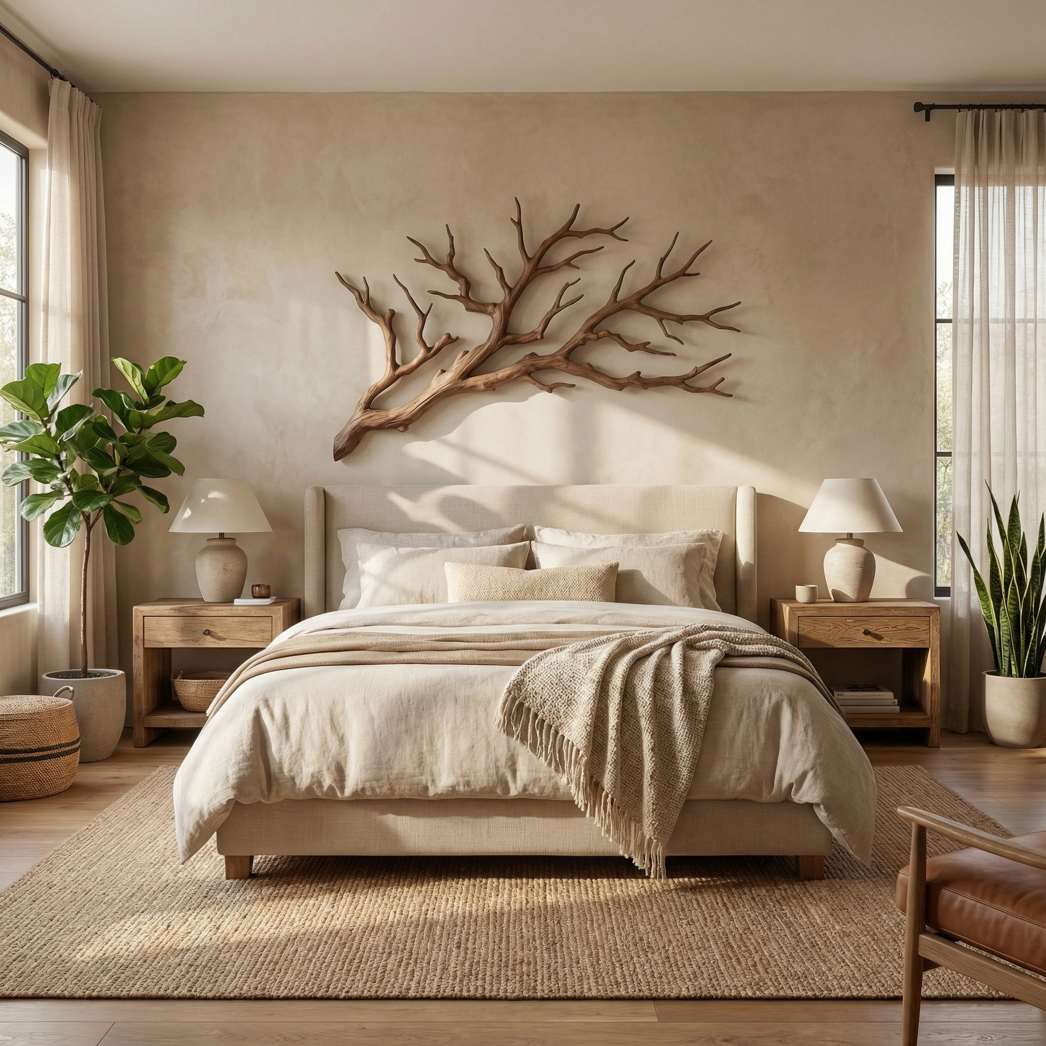 Rustic Tree Branch Wooden Wall Decor For Bedroom Headboard Wall Art SINLSAWD034