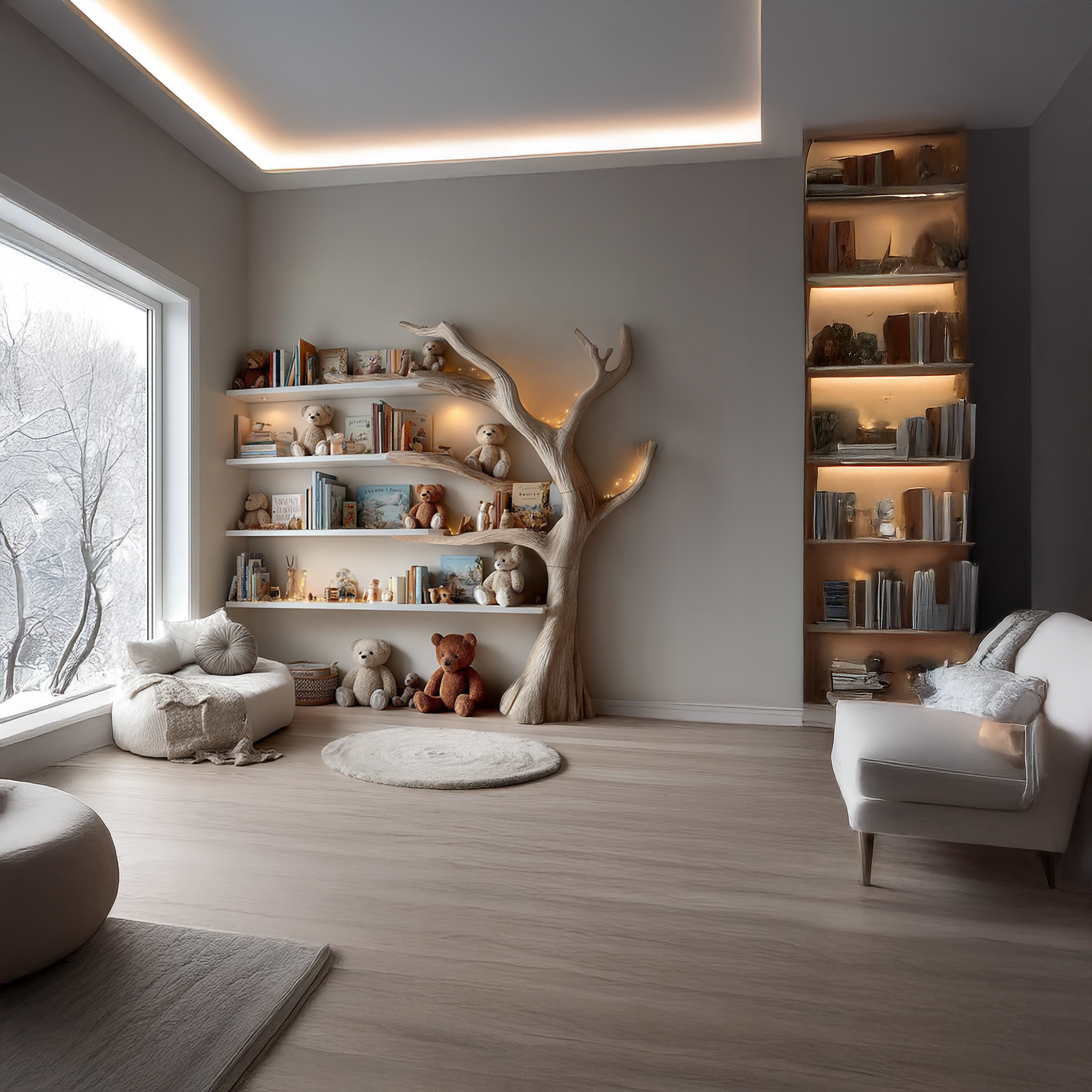 Midcentury Tree Bookcase Study Room Nursery SINLSATB261