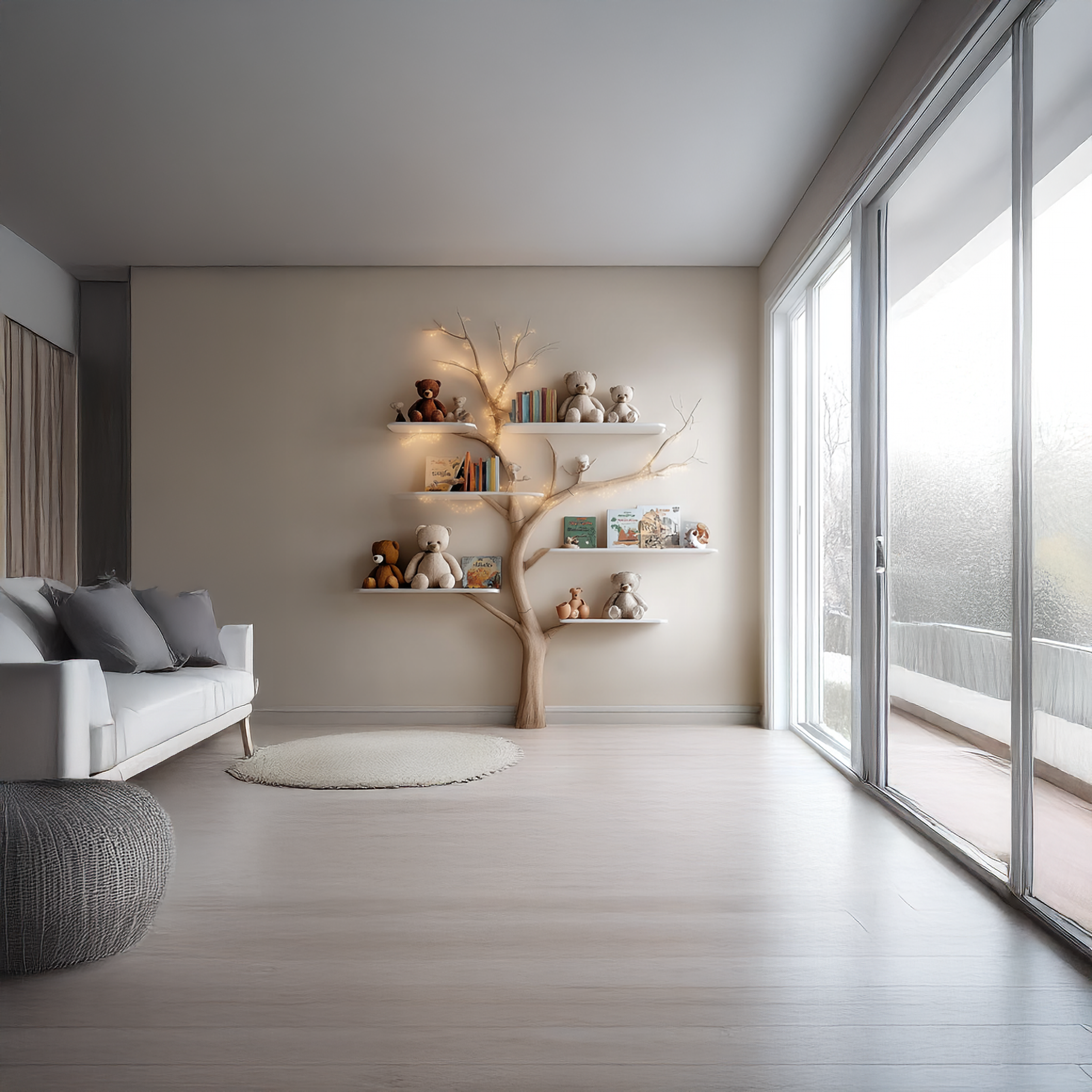 Midcentury Tree Bookshelf Nursery Bedroom SINLSATB256