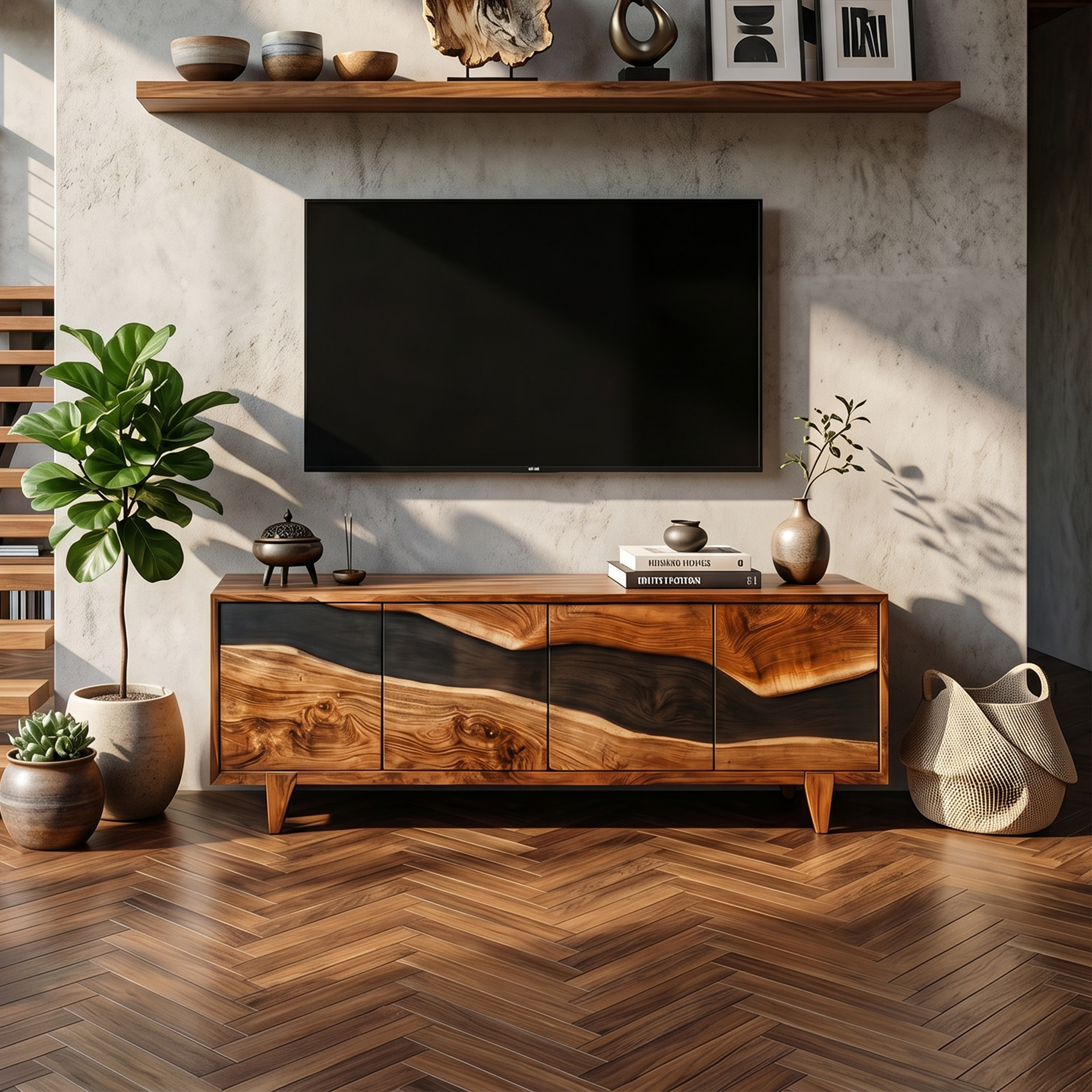 Farmhouse Solid Wood Media Console For Home Decor SILDTTNTVC095